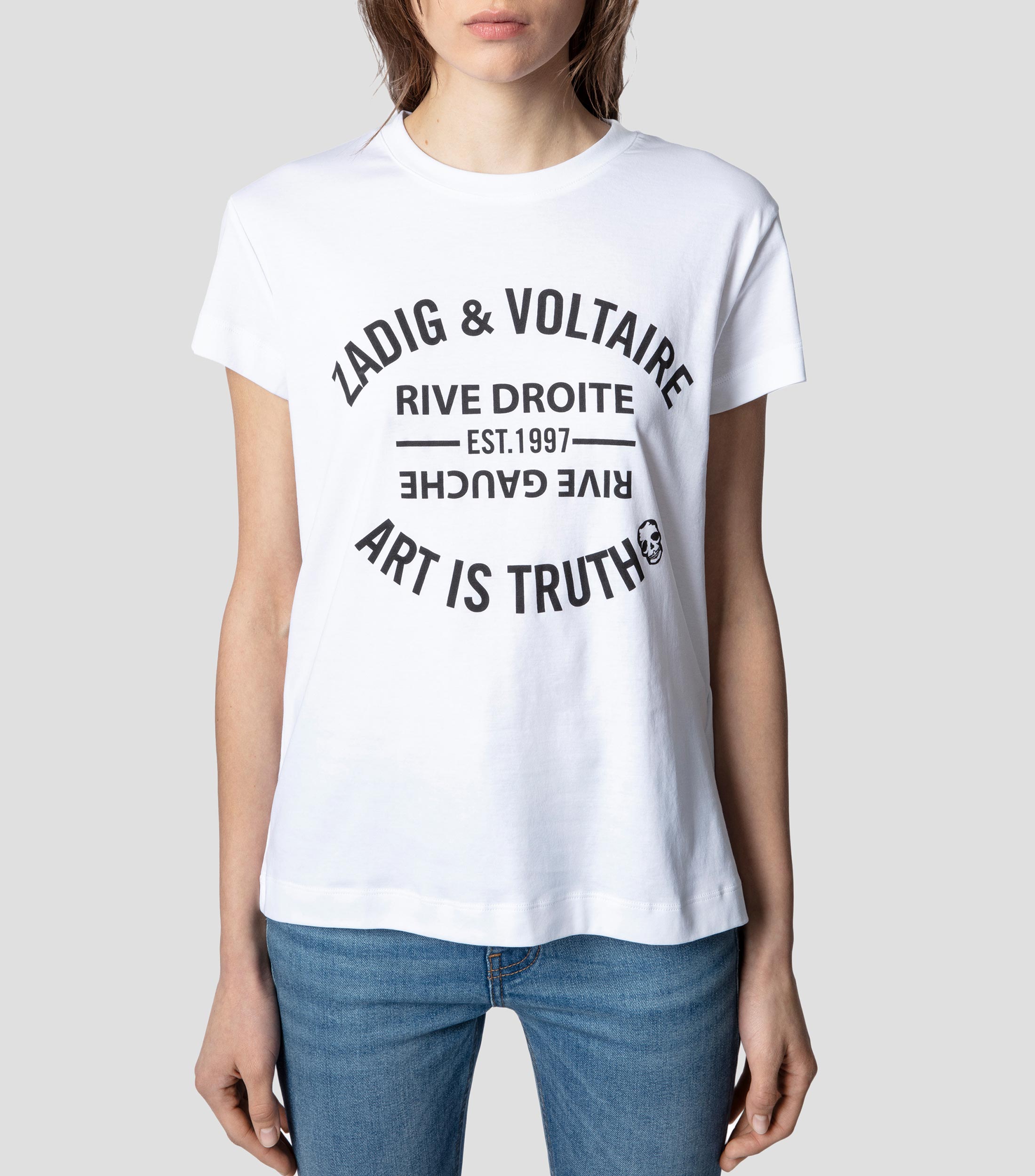 Playera cuello redondo manga corta con tipografía Mujer