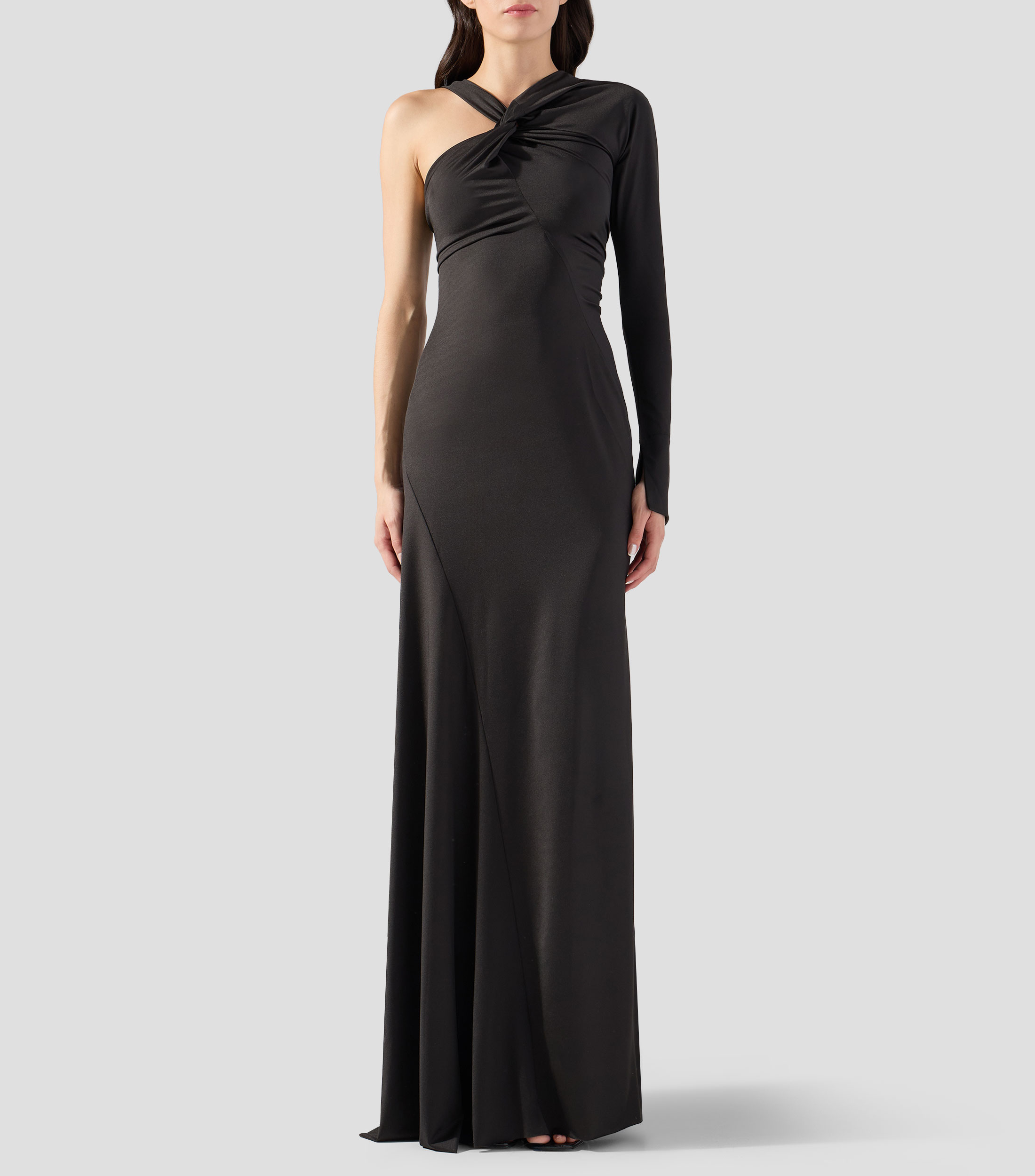 Vestido de fiesta largo con una manga larga liso Mujer