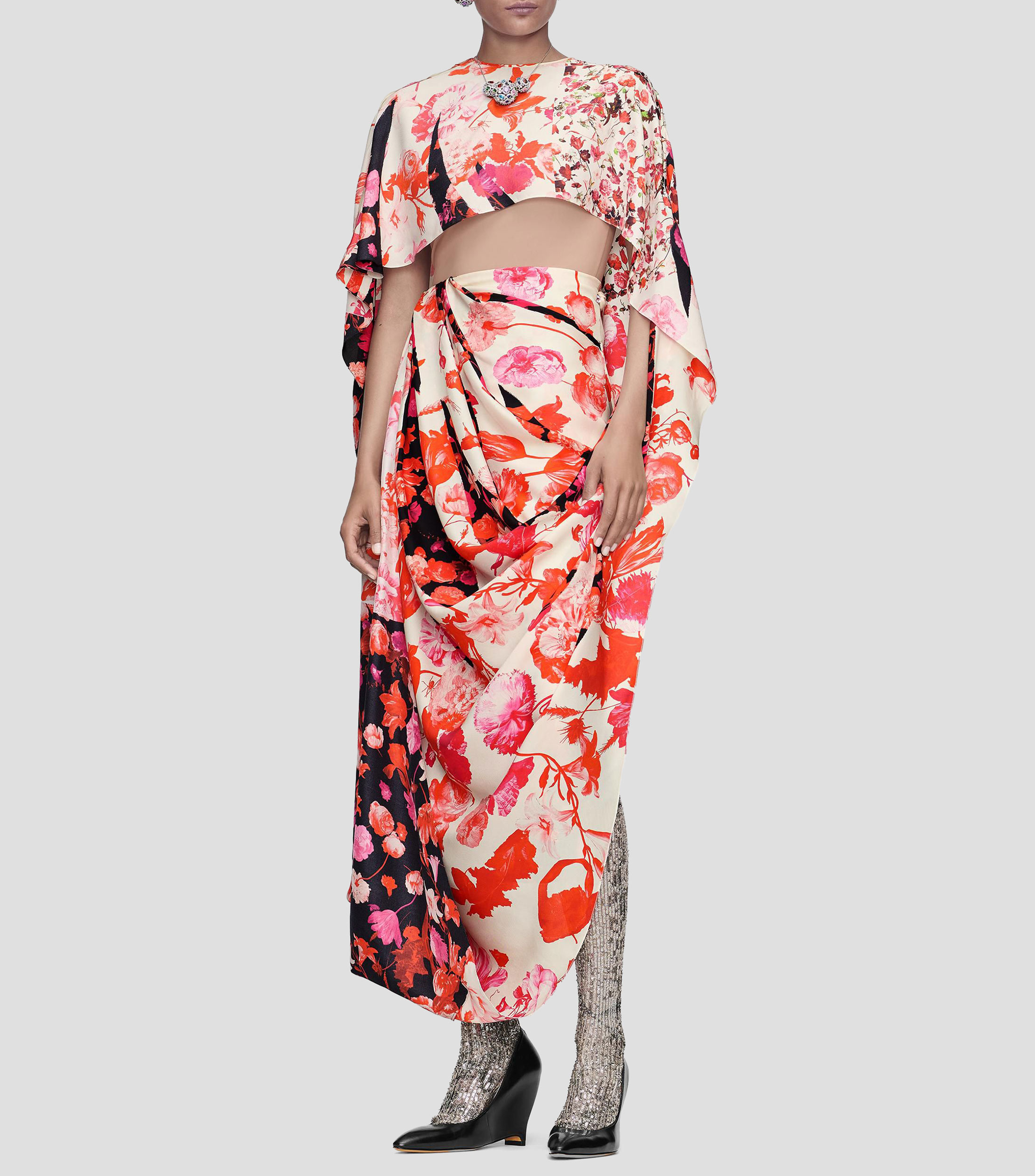 Vestido largo estampado floral Mujer