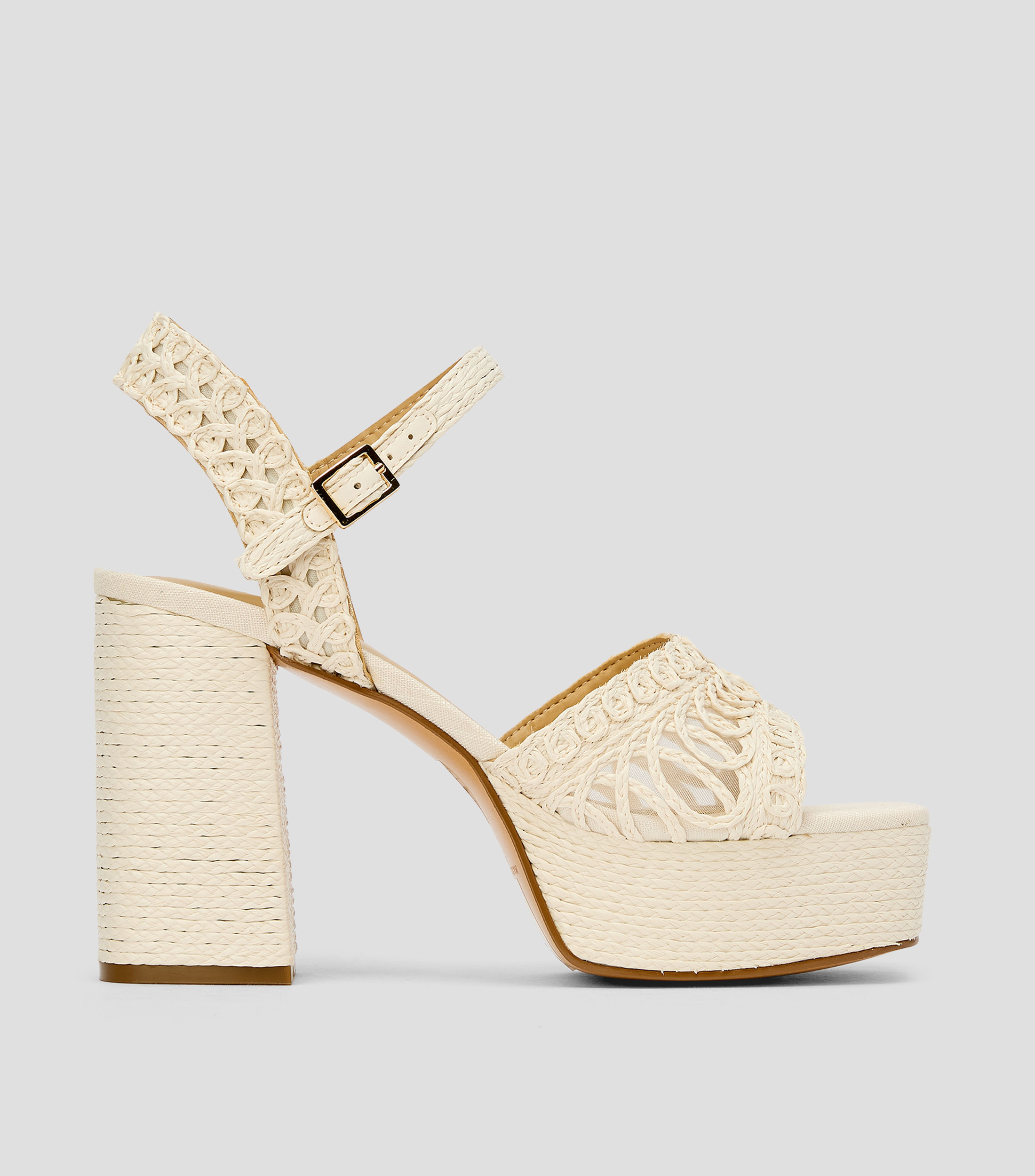 Sandalias casuales tacón alto ancho lisas Mujer
