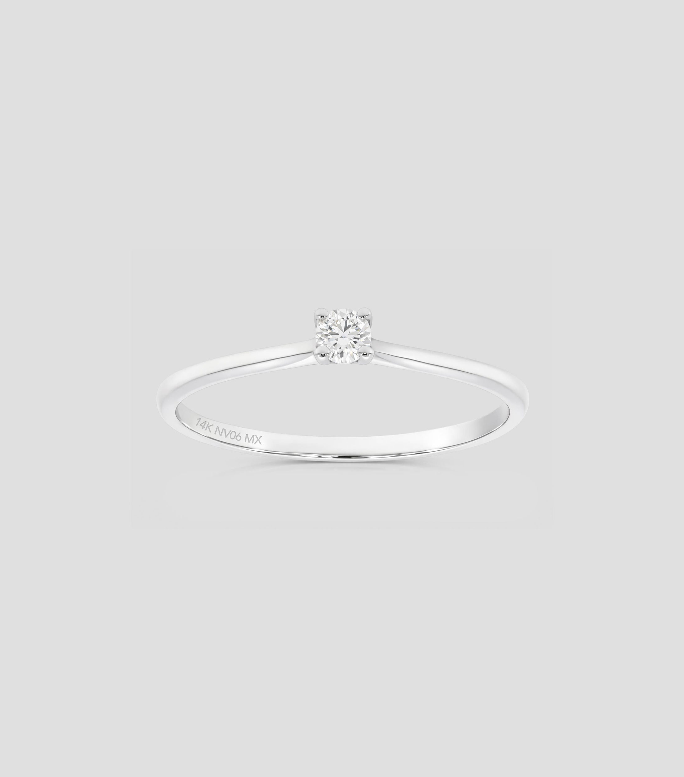 Anillo solitario en Oro blanco de 14 Kilates con diamante Mujer