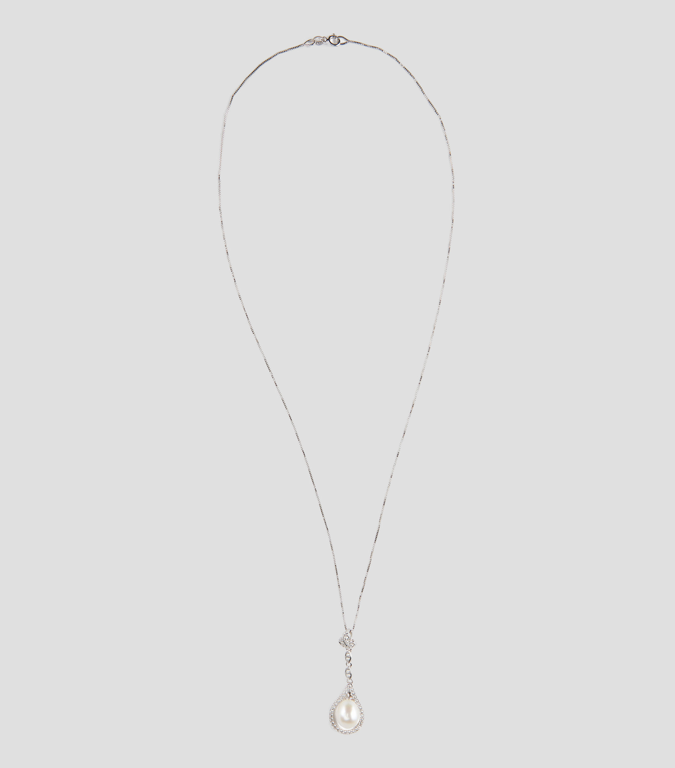 Dije y Cadena en Oro Blanco de 14 Kts Mujer