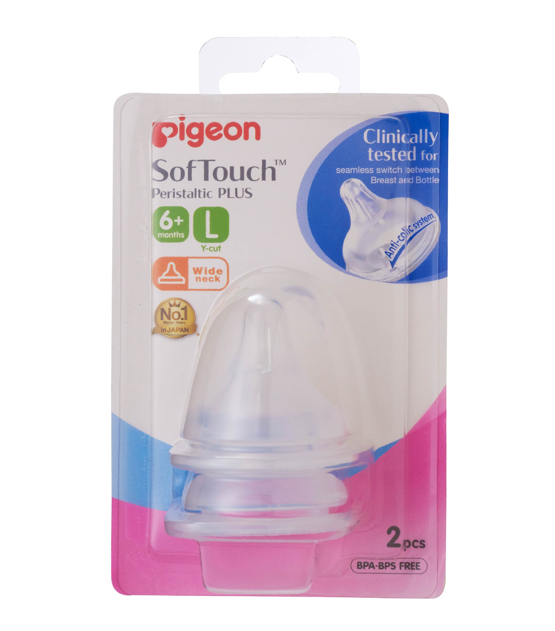 Tetina Softouch de Boca Ancha "L", 2 piezas