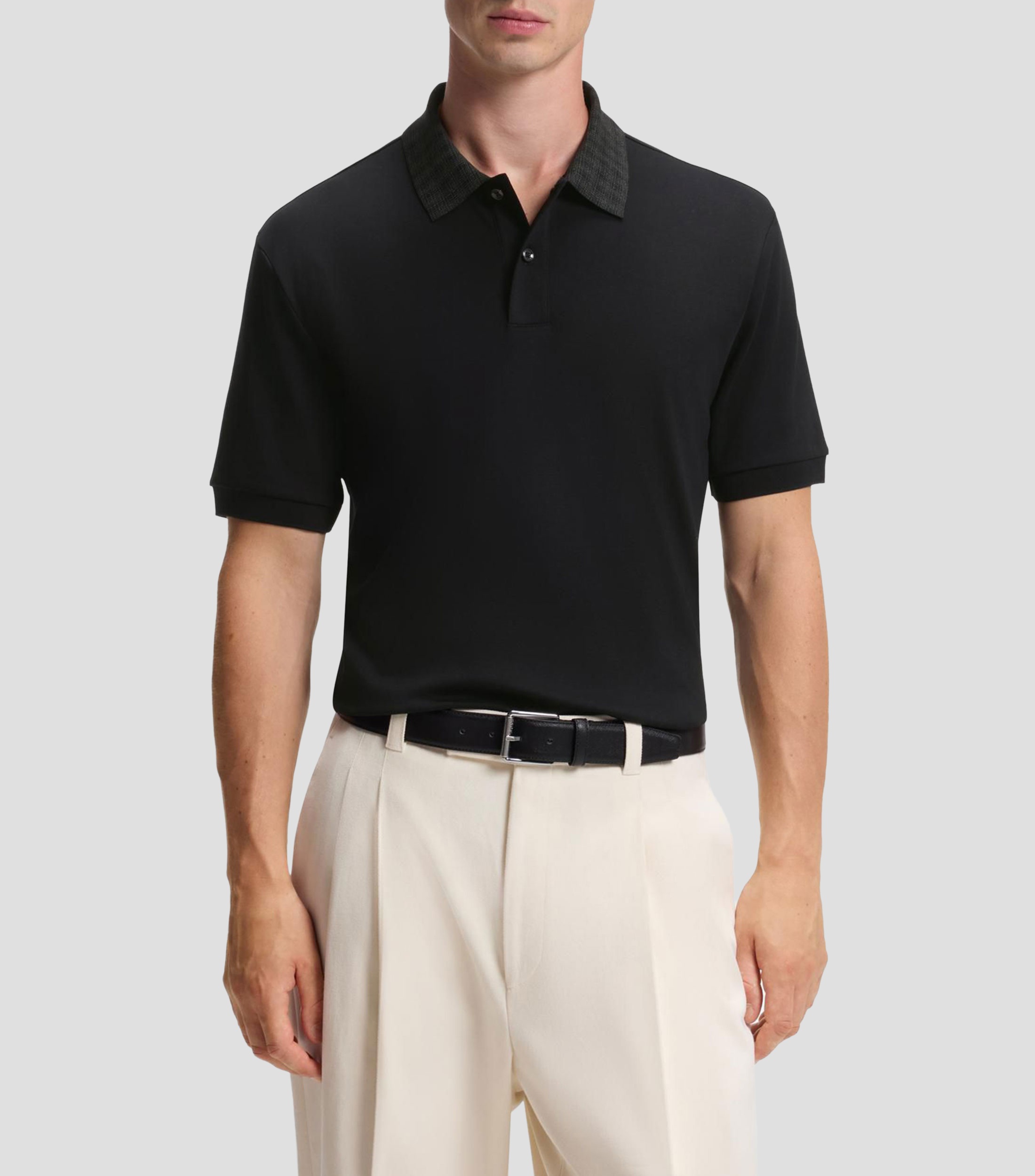 Playera tipo polo regular de algodón con cuello estampado Hombre