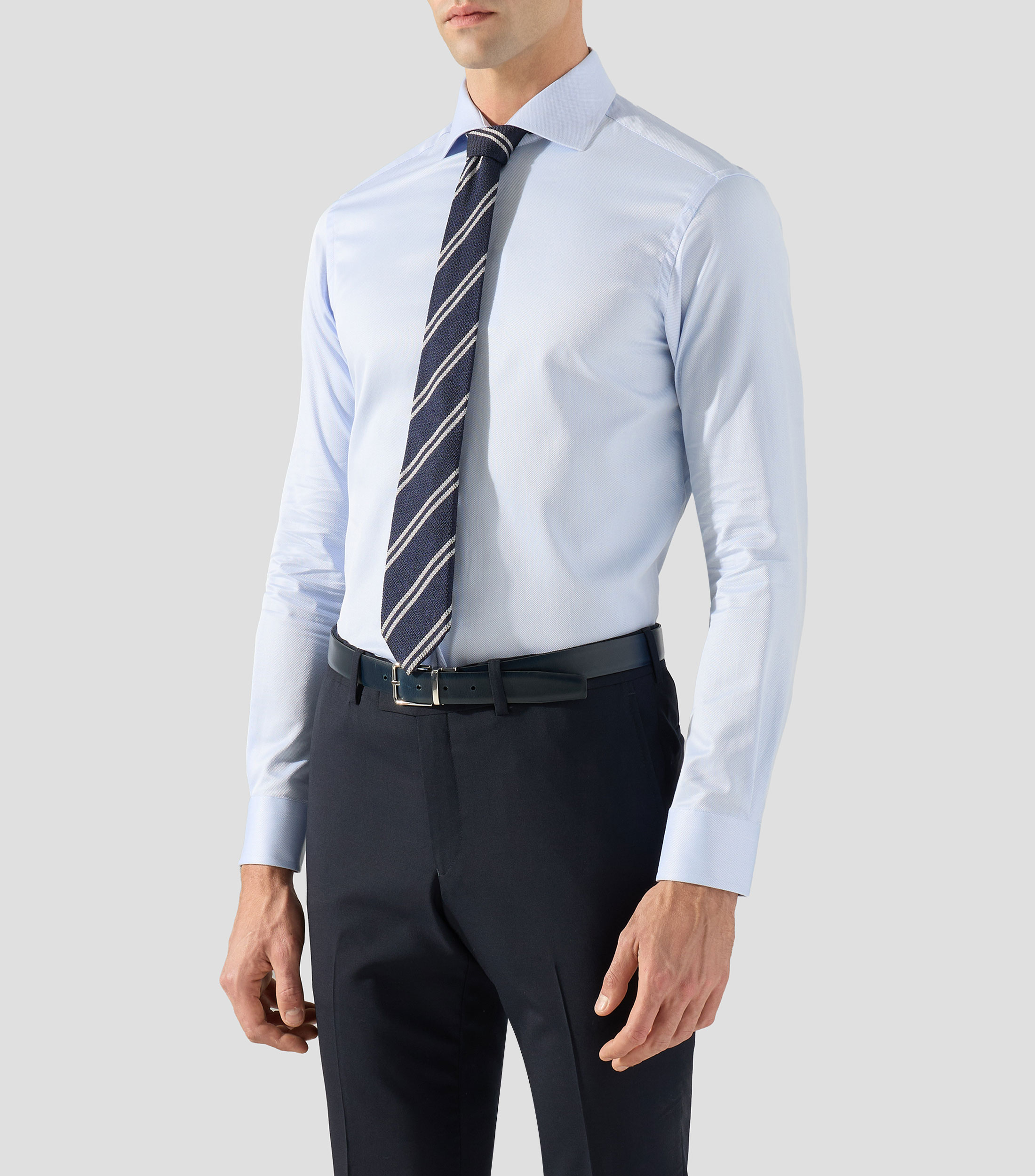 Camisa de vestir lisa con manga larga Hombre