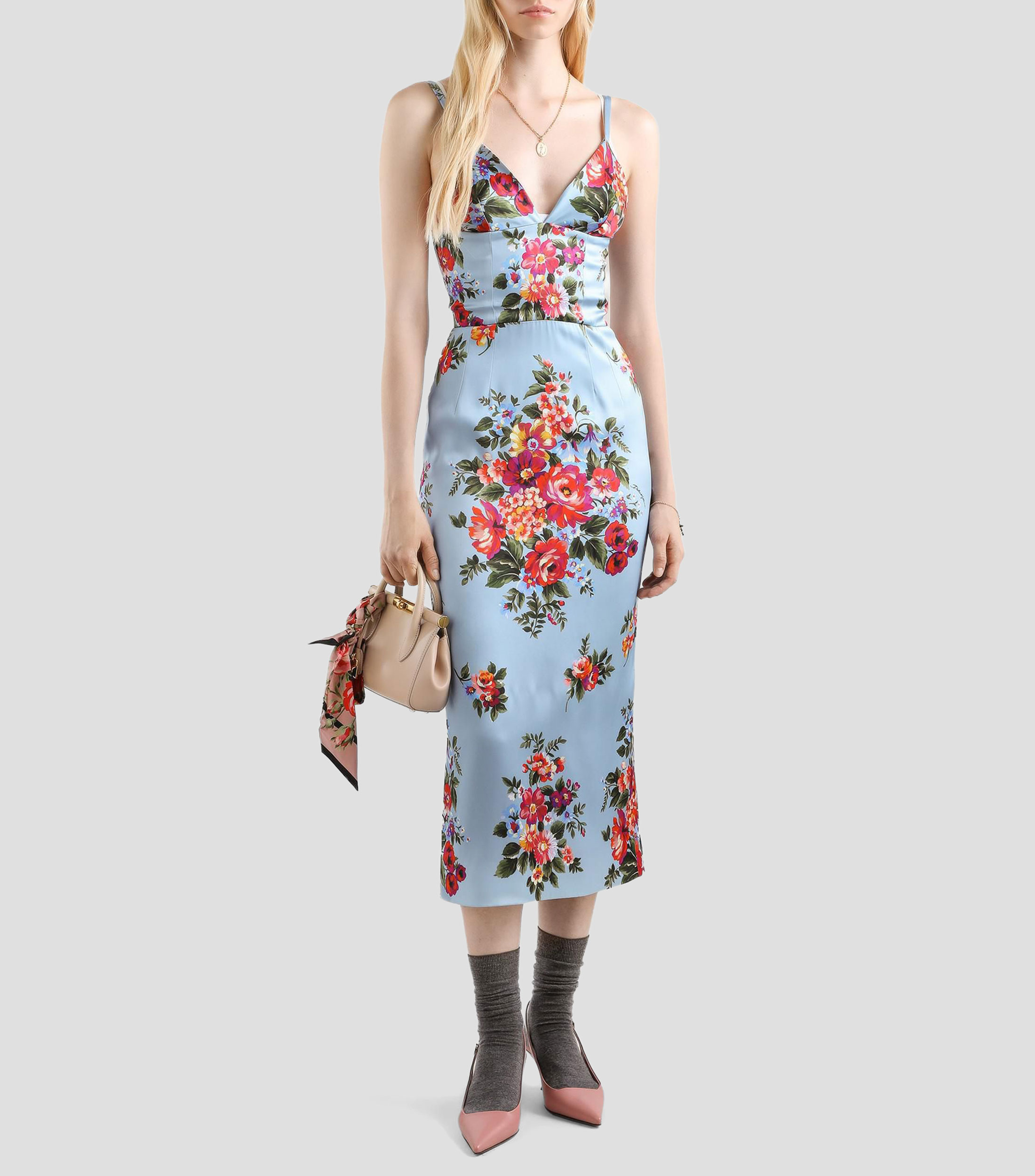 Vestido midi estampado floral Mujer