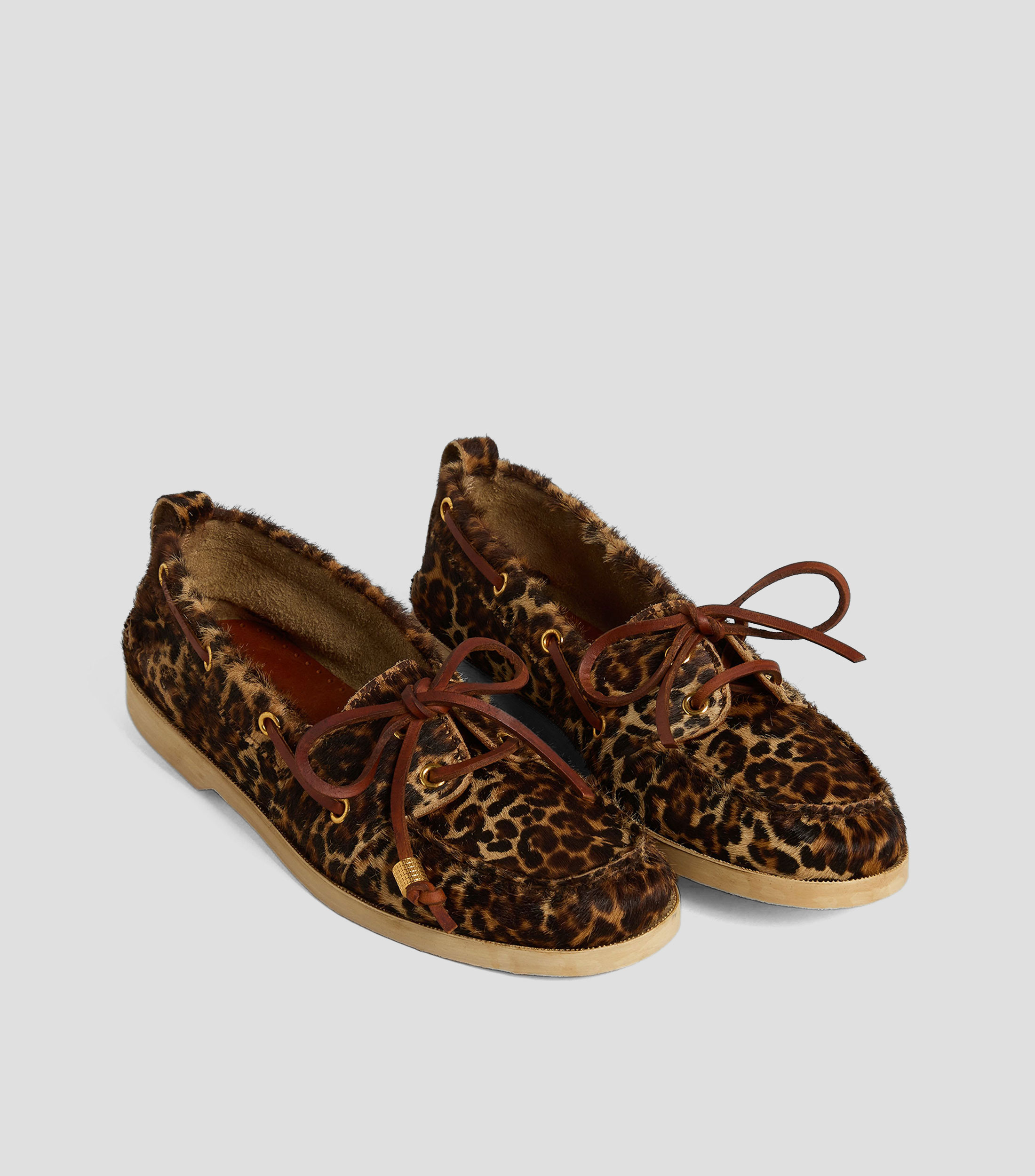 Mocasines en piel animalprint Mujer