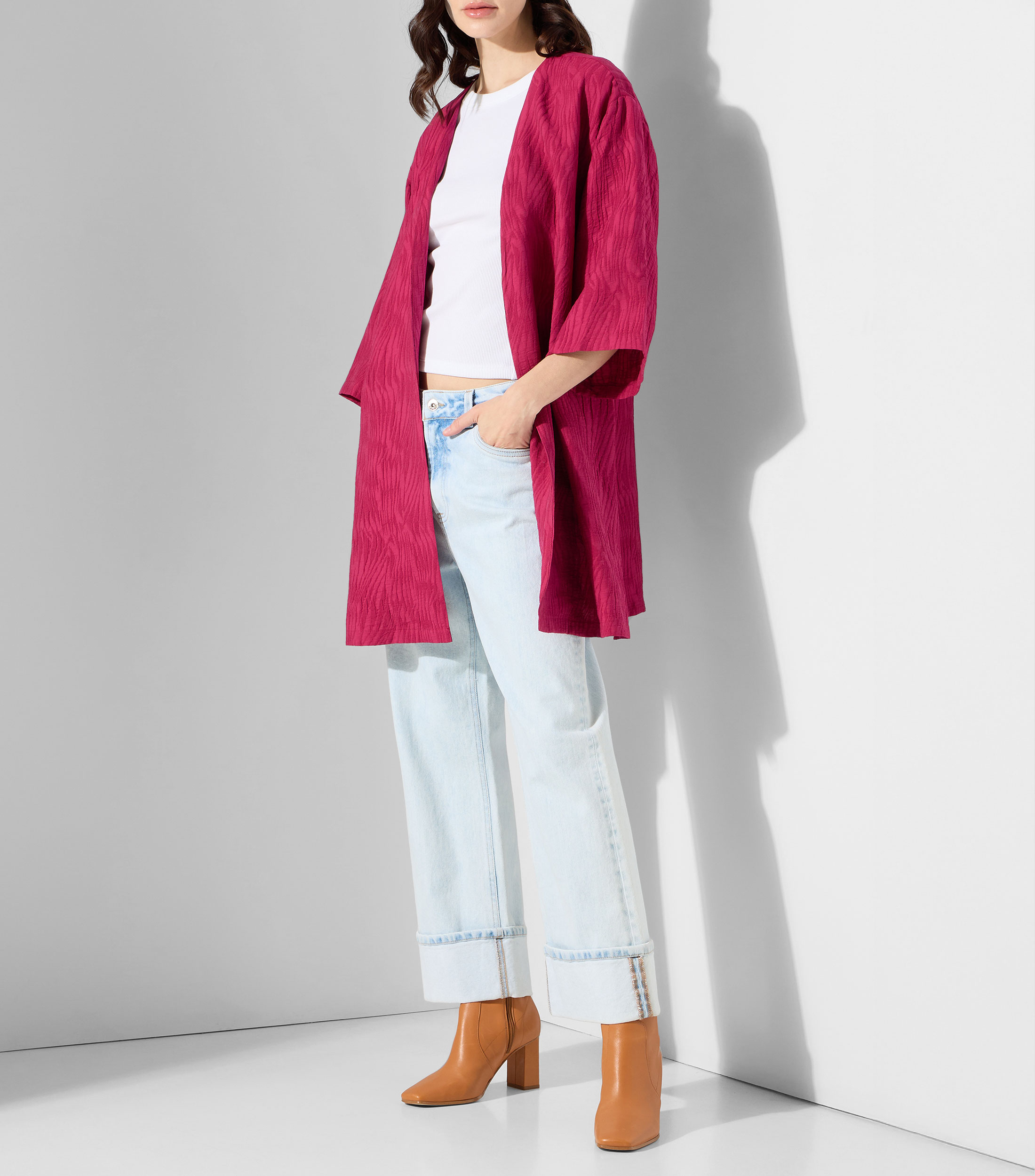 Kimono largo liso Mujer