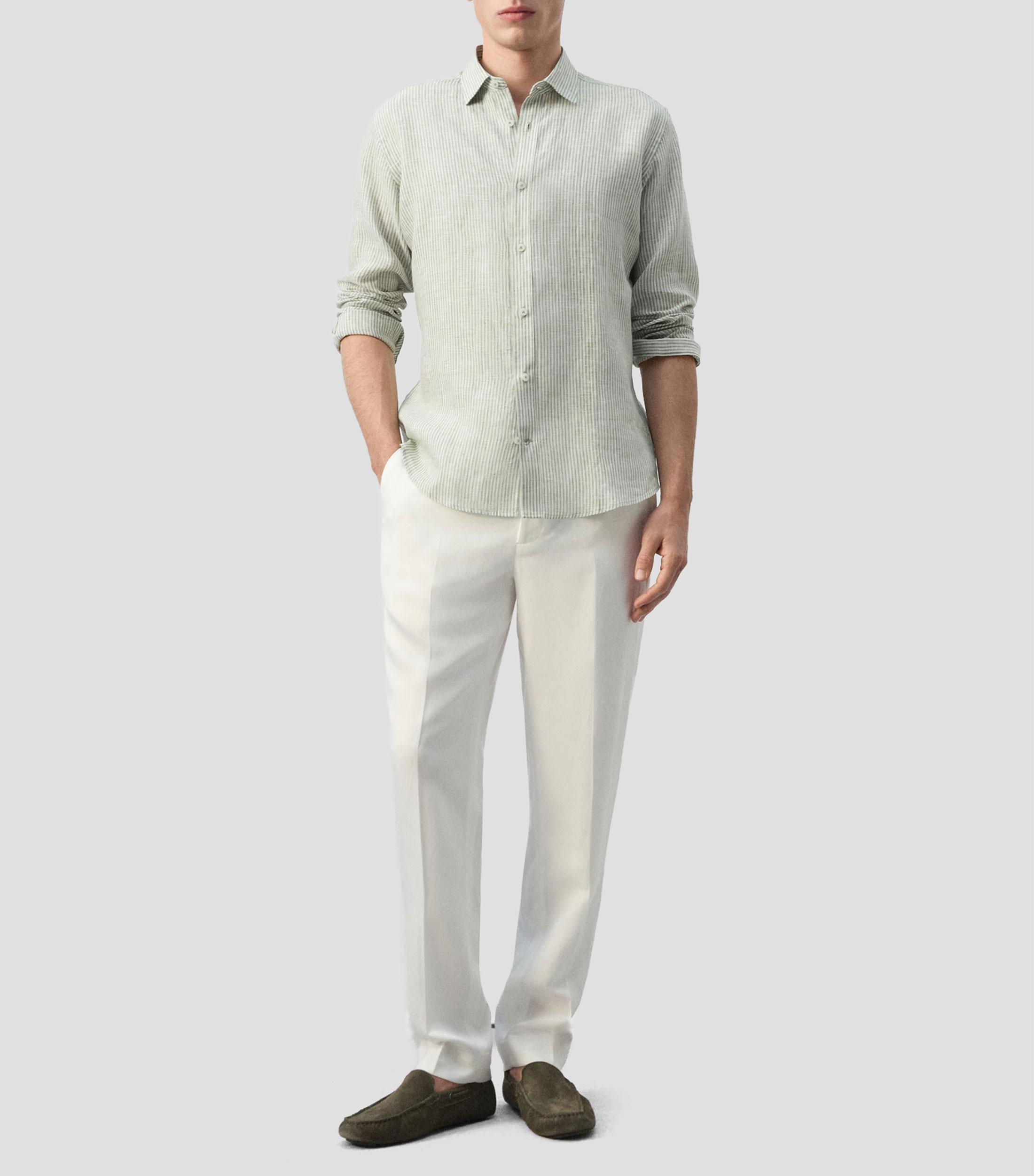 Camisa rayas manga larga Hombre