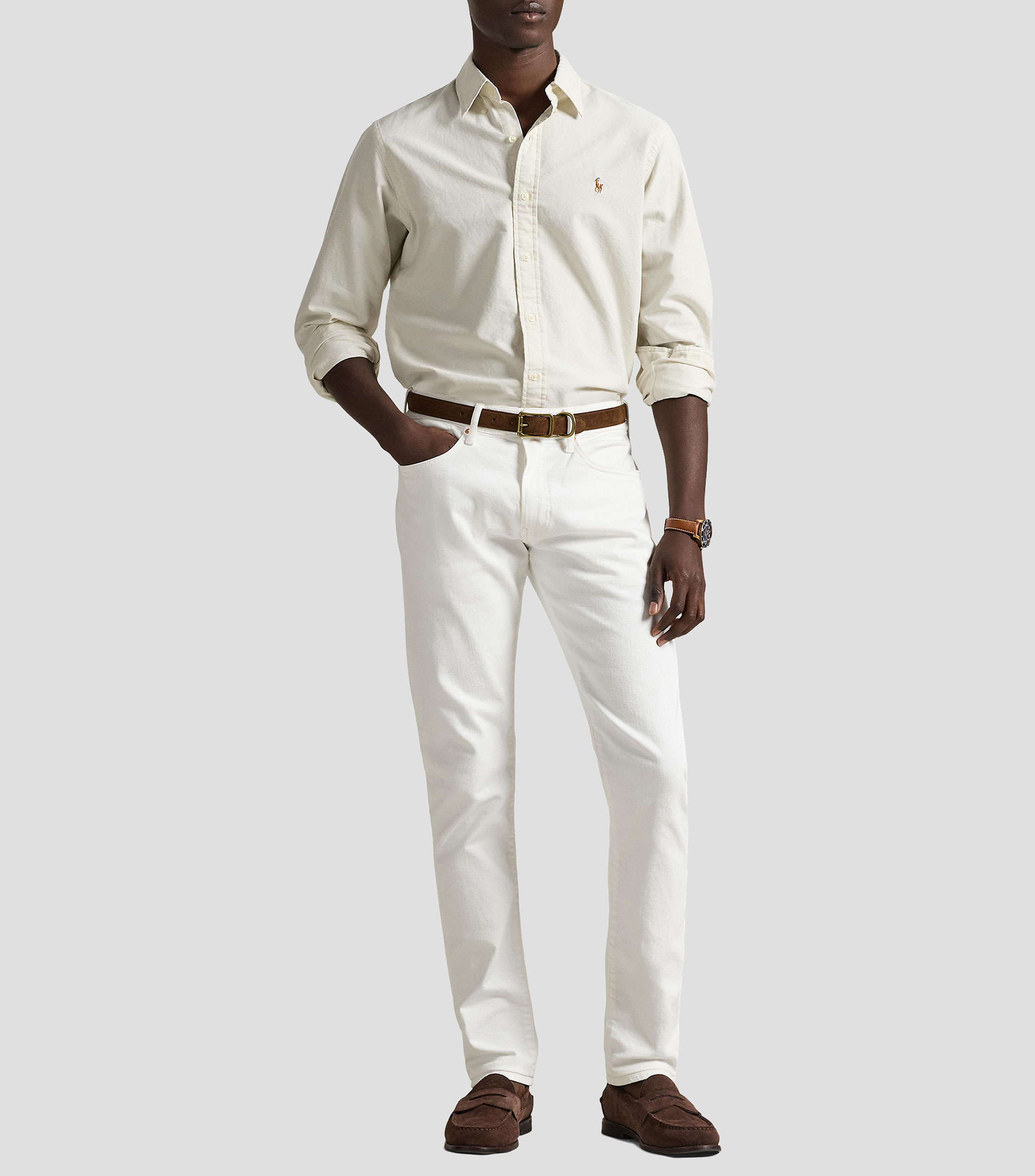 Camisa lisa manga larga Hombre