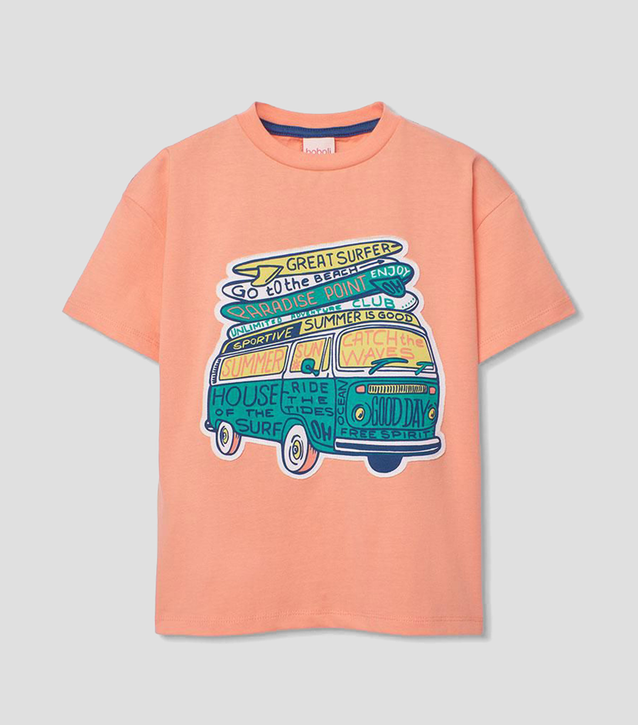 Playera cuello redondo manga corta estampada Niño