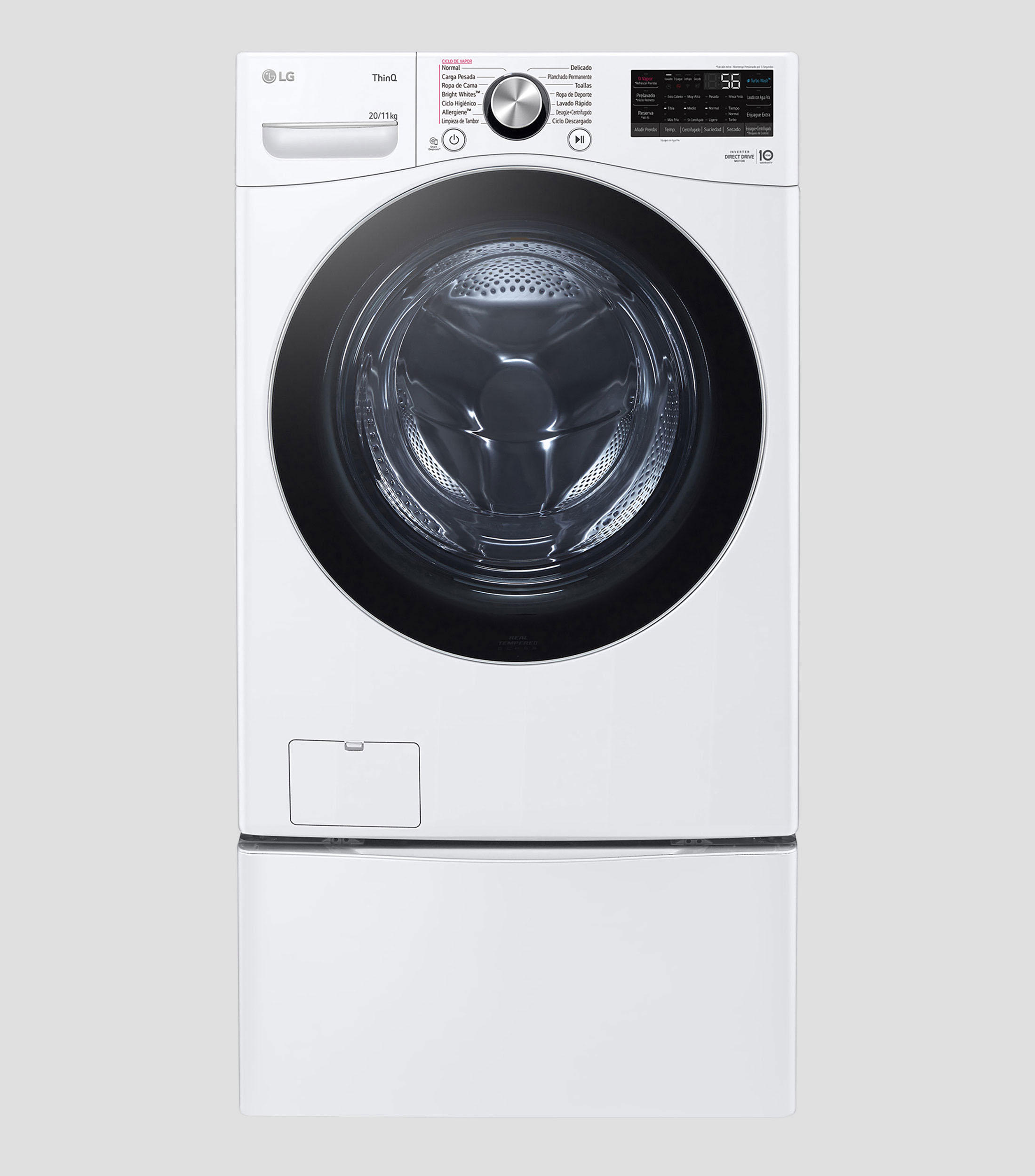 Lavasecadora Eléctrica 20 Kg Lavado, 11 Kg Secado, Carga Frontal WD20WV26R.WD300CW Blanco