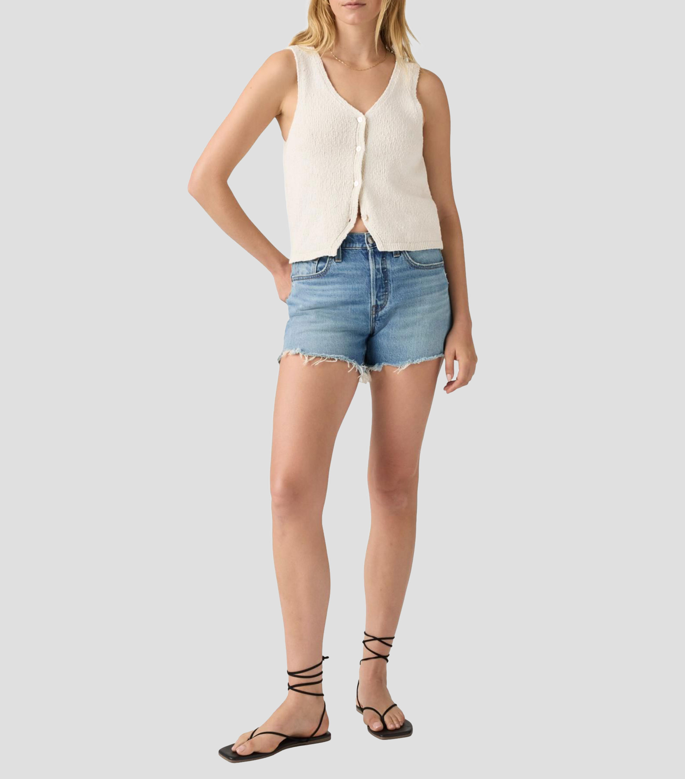 Short de mezclilla liso Mujer