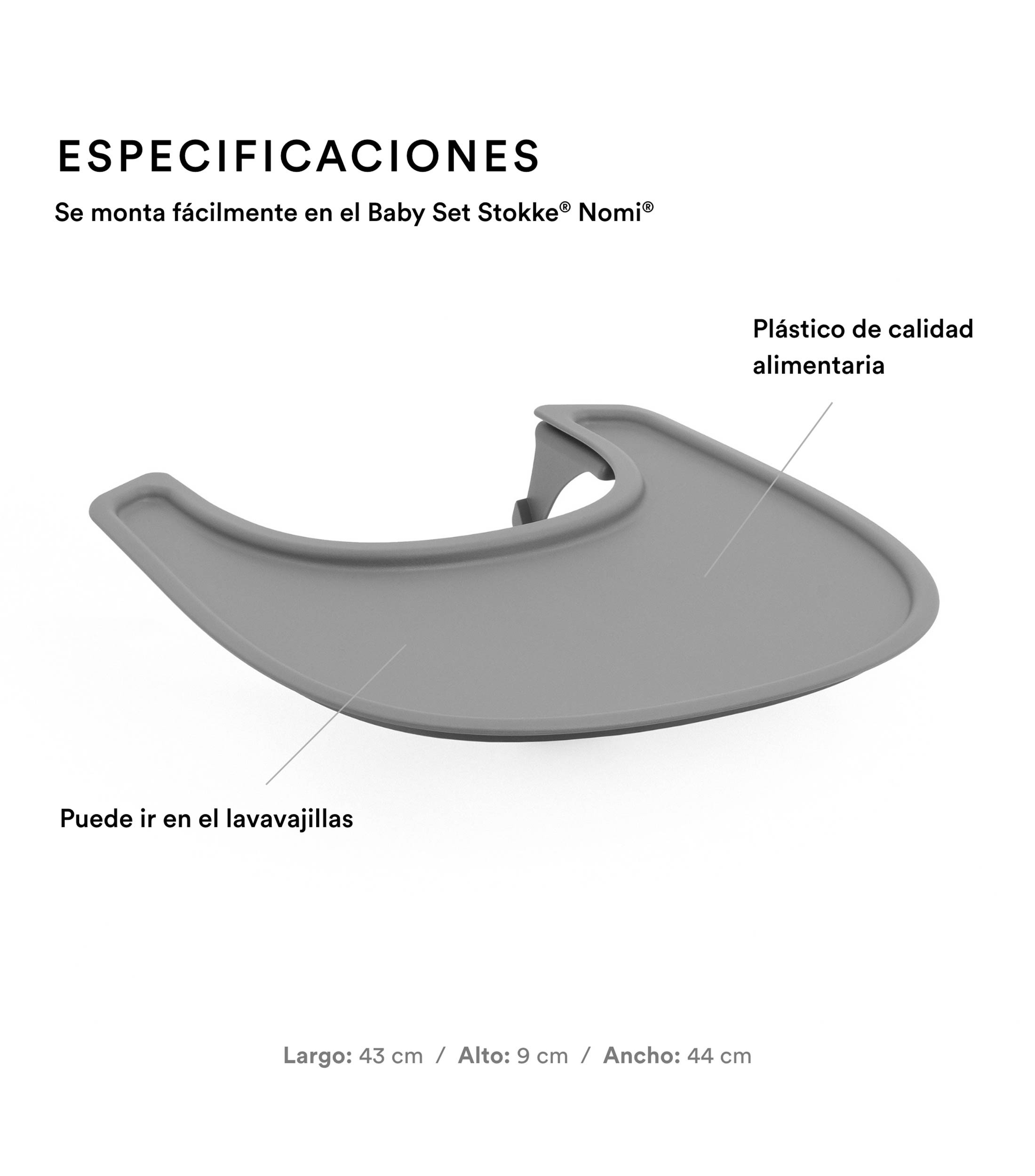 Bandeja para silla de bebé Nomi White