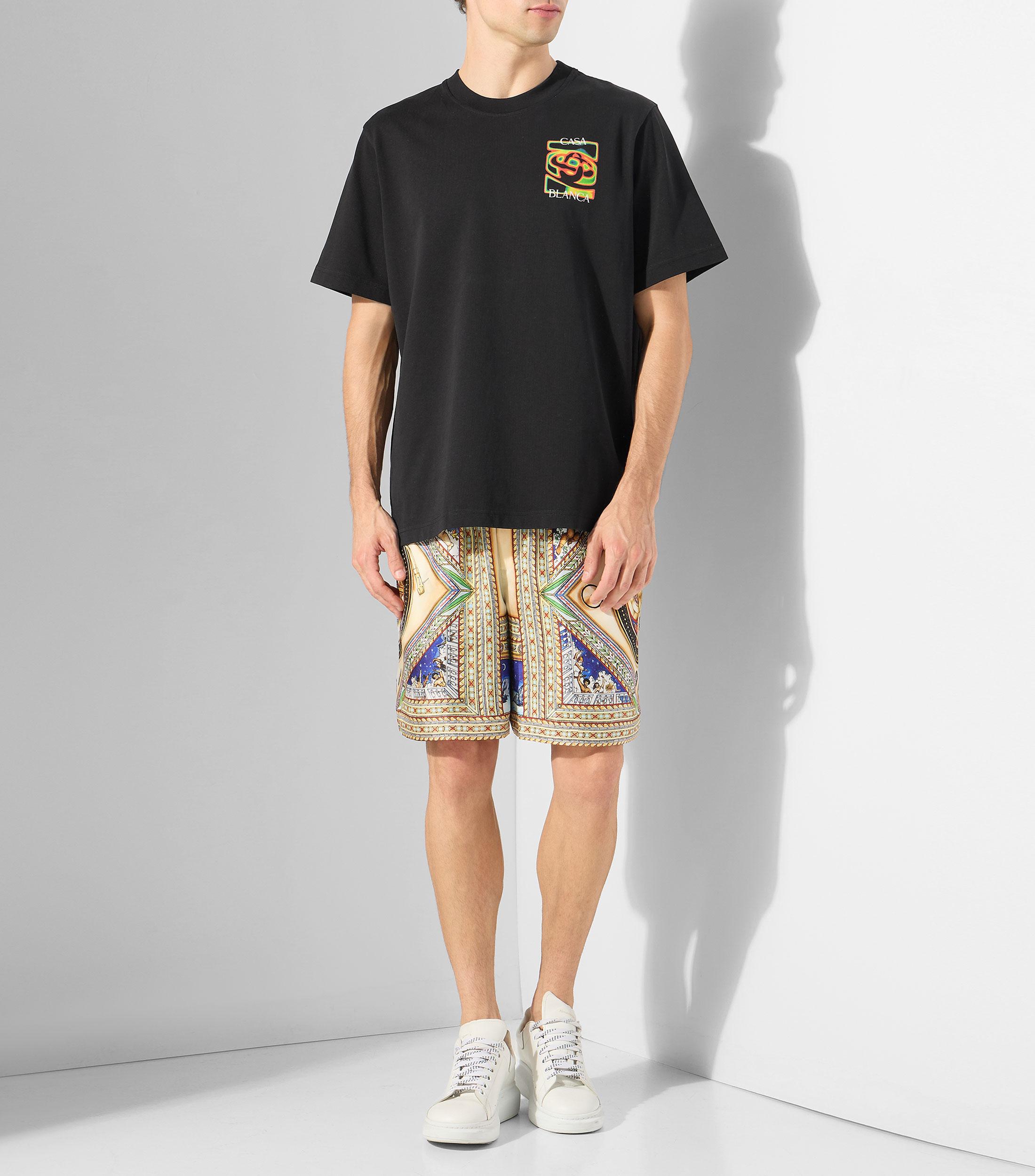 Playera de cuello redondo con manga corta estampada Hombre