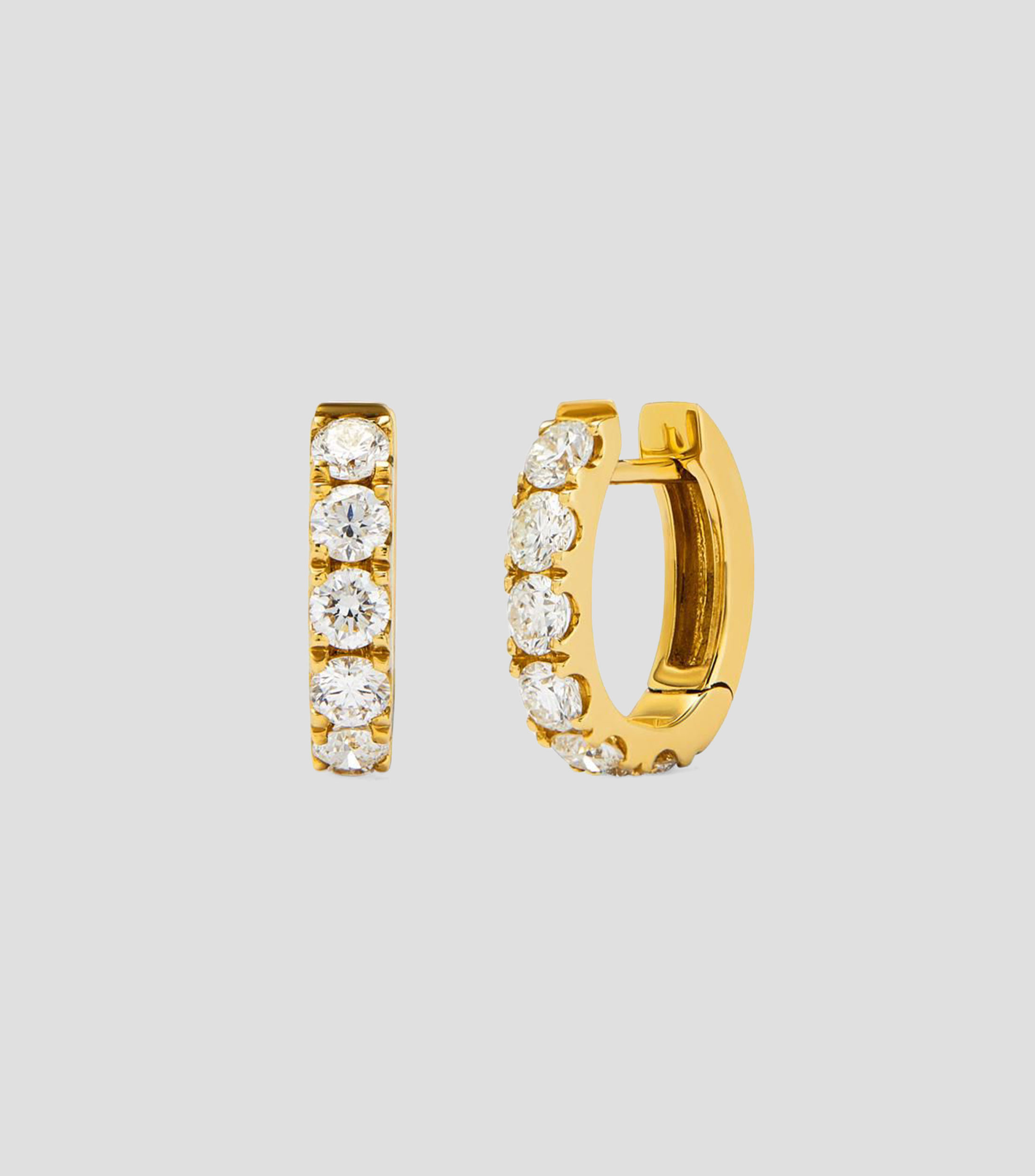 Aretes en Oro amarillo de 18 Kilates con diamantes aro Mujer