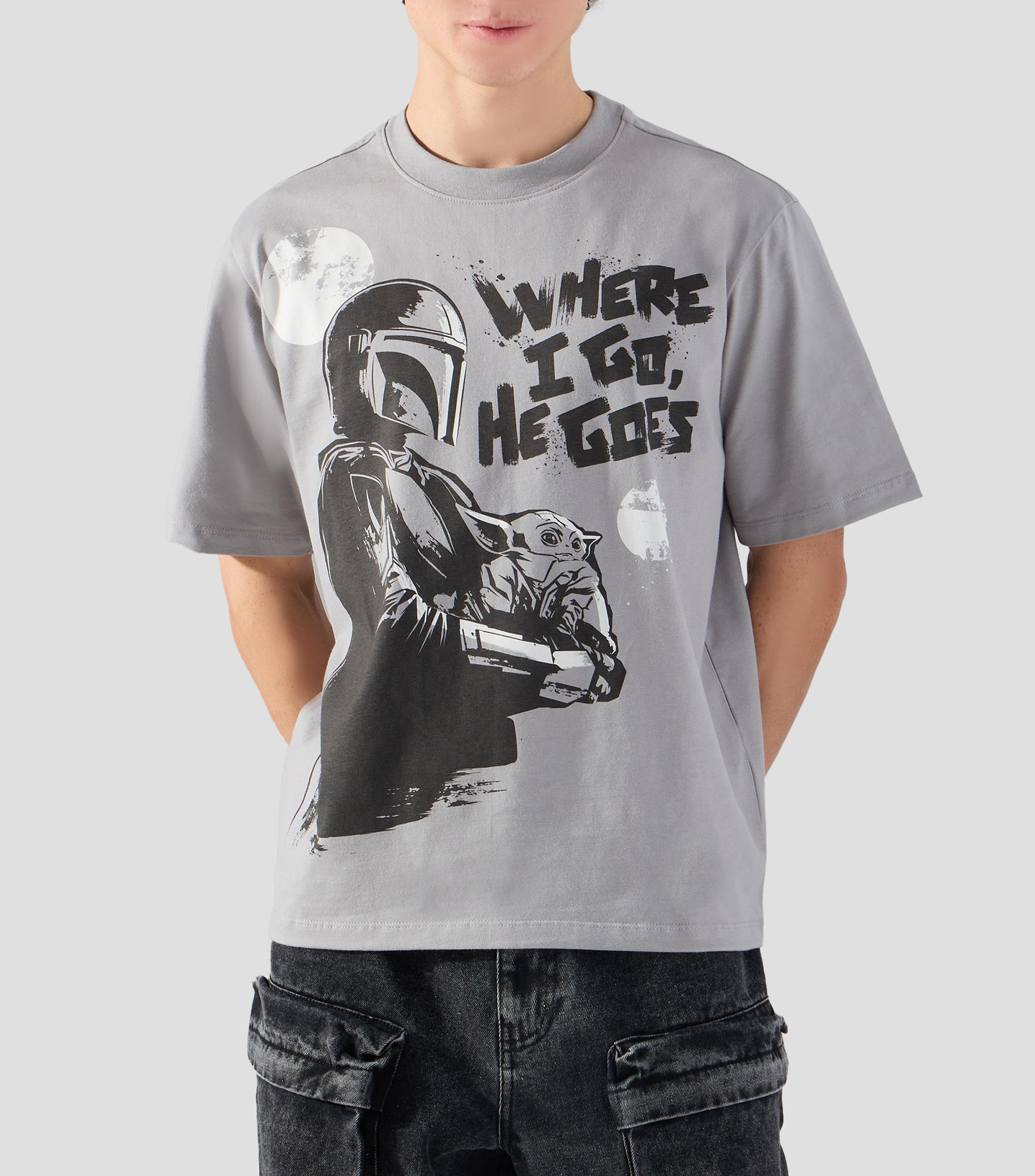 Playera de cuello redondo con manga corta estampada Hombre