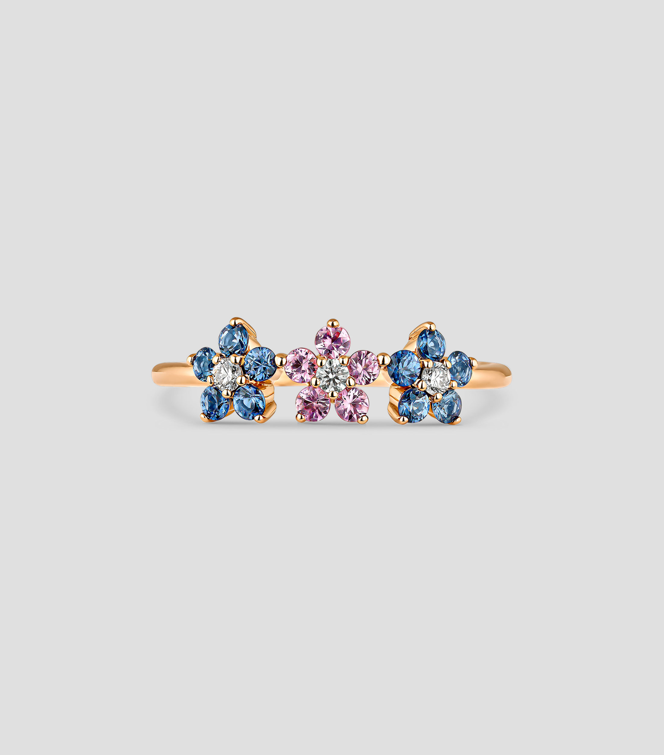 Anillo en oro rosa de 18 Kts con diamantes Mujer