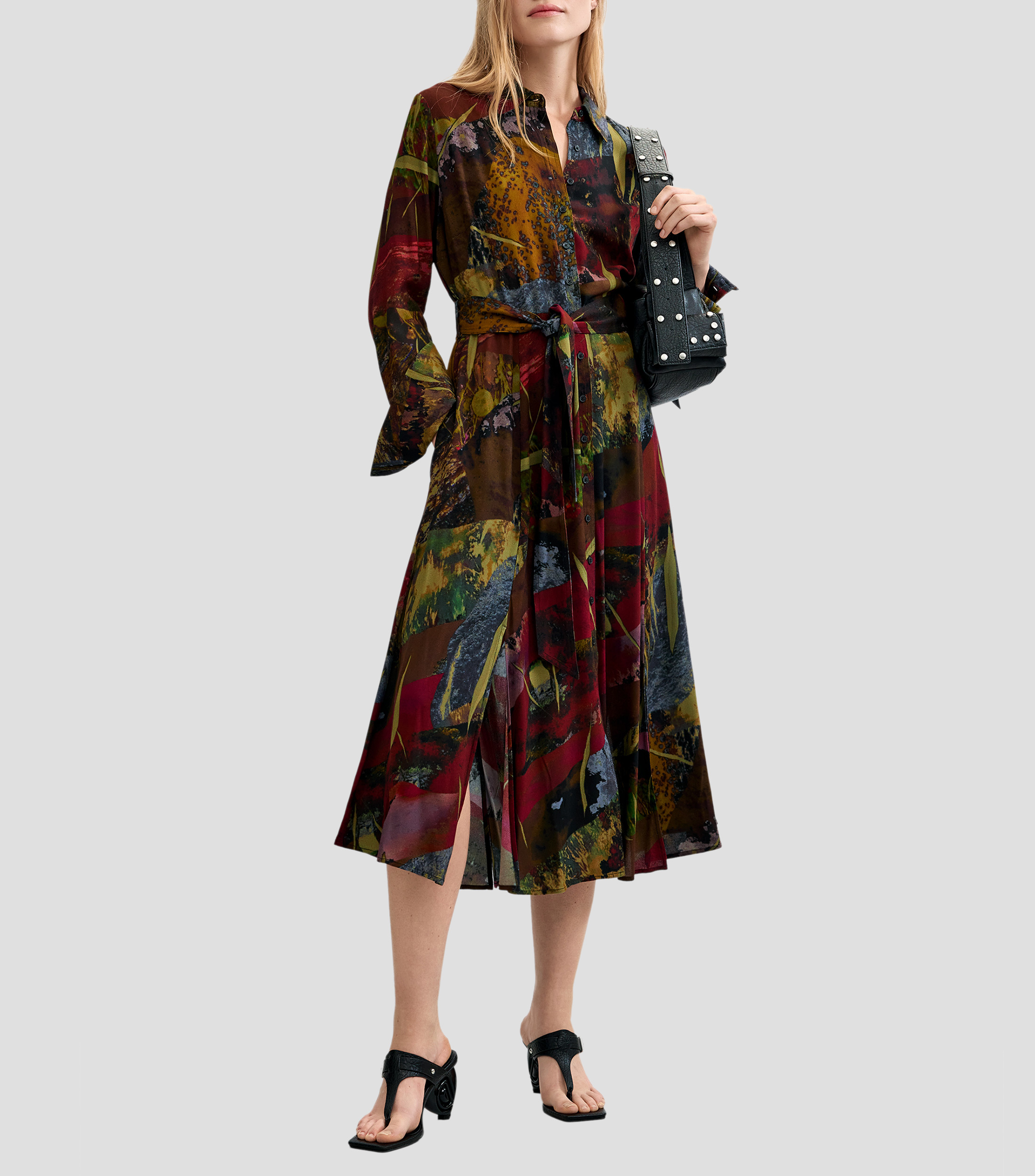 Vestido midi estampado Mujer