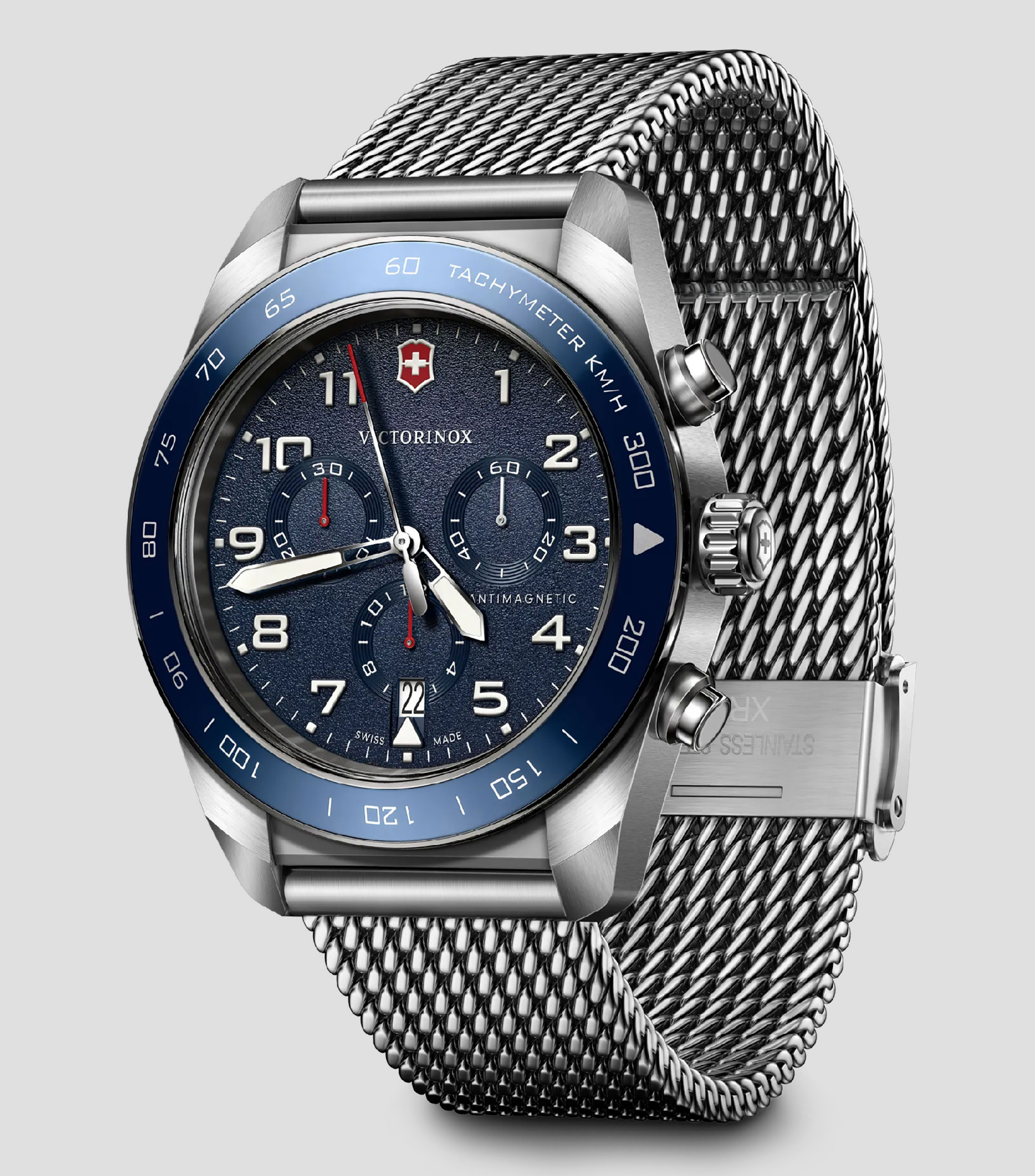 Reloj para Hombre Swiss Army Chrono casual plateado, azul