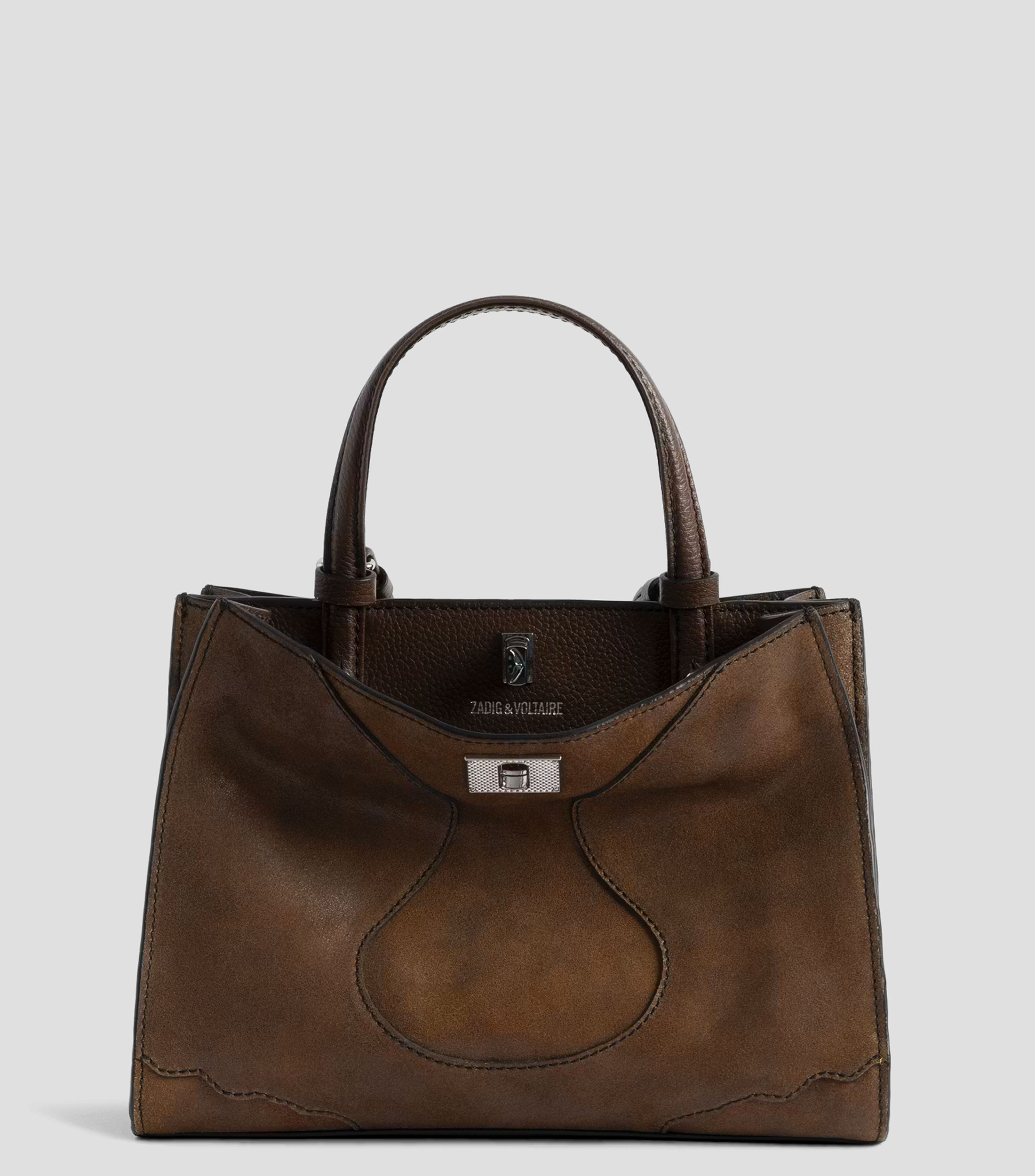 Bolsa tote en piel lisa Mujer