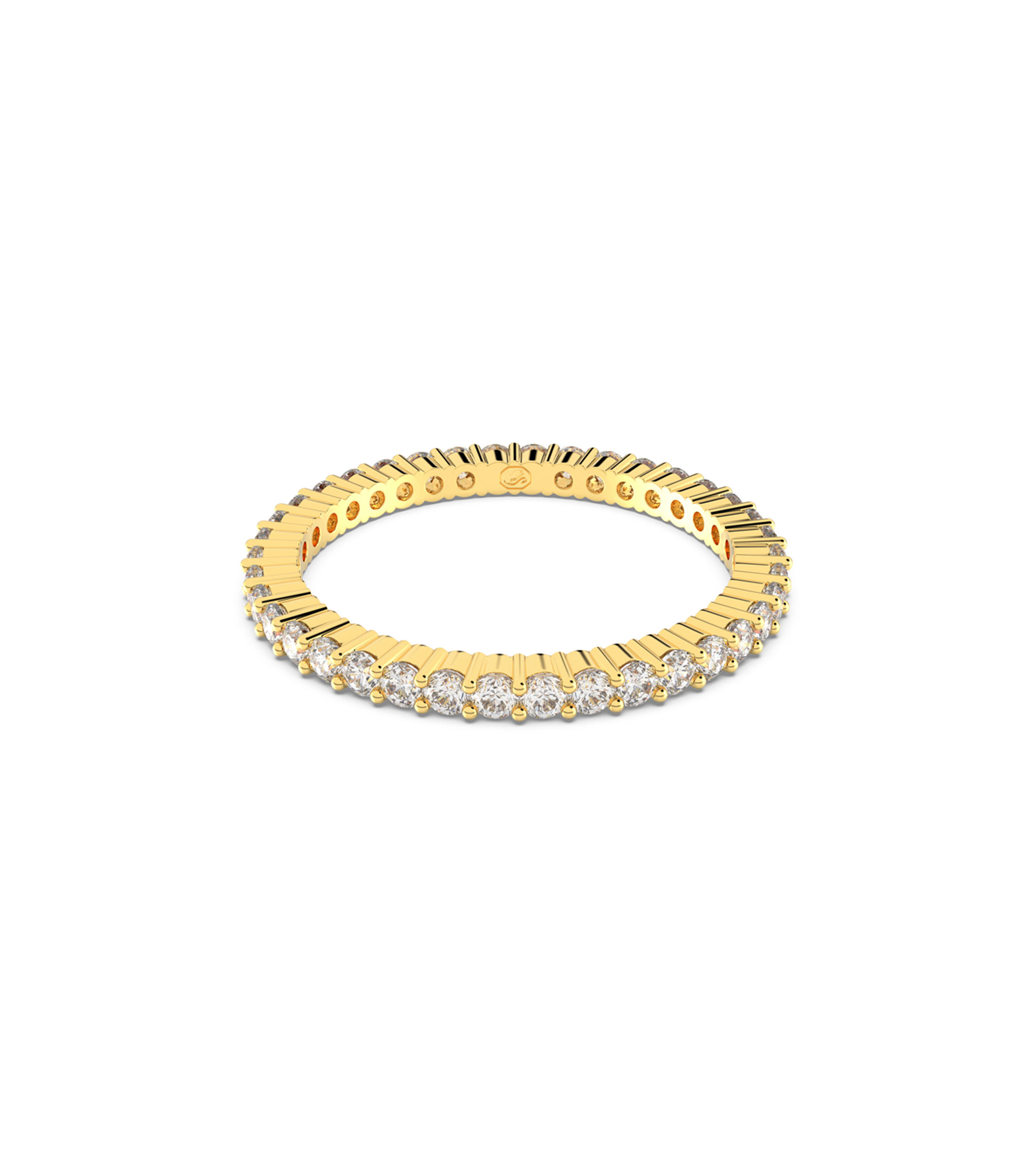 Anillo con cristales redondos engastados Mujer