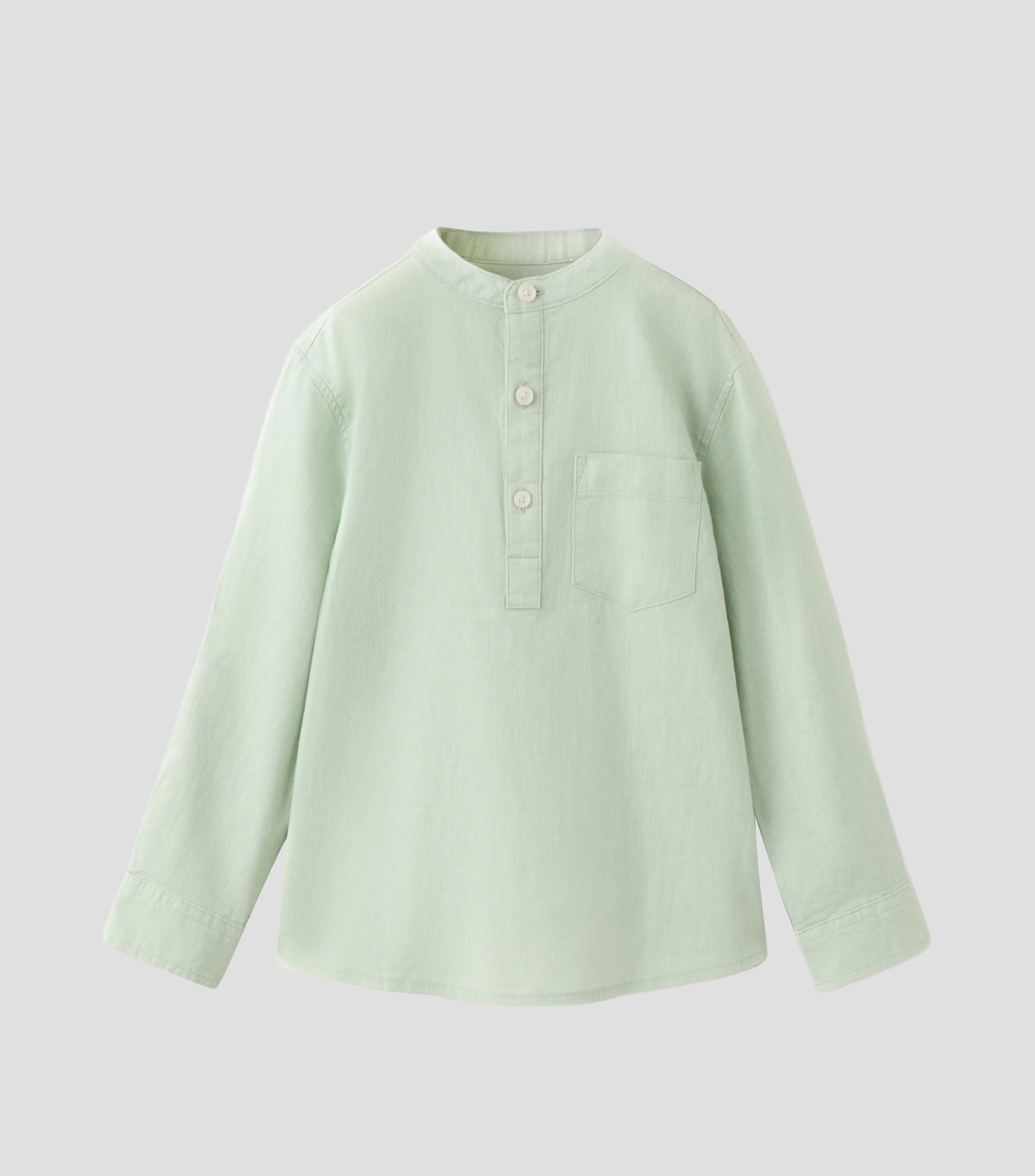 Camisa lisa cuello mao manga larga Niño