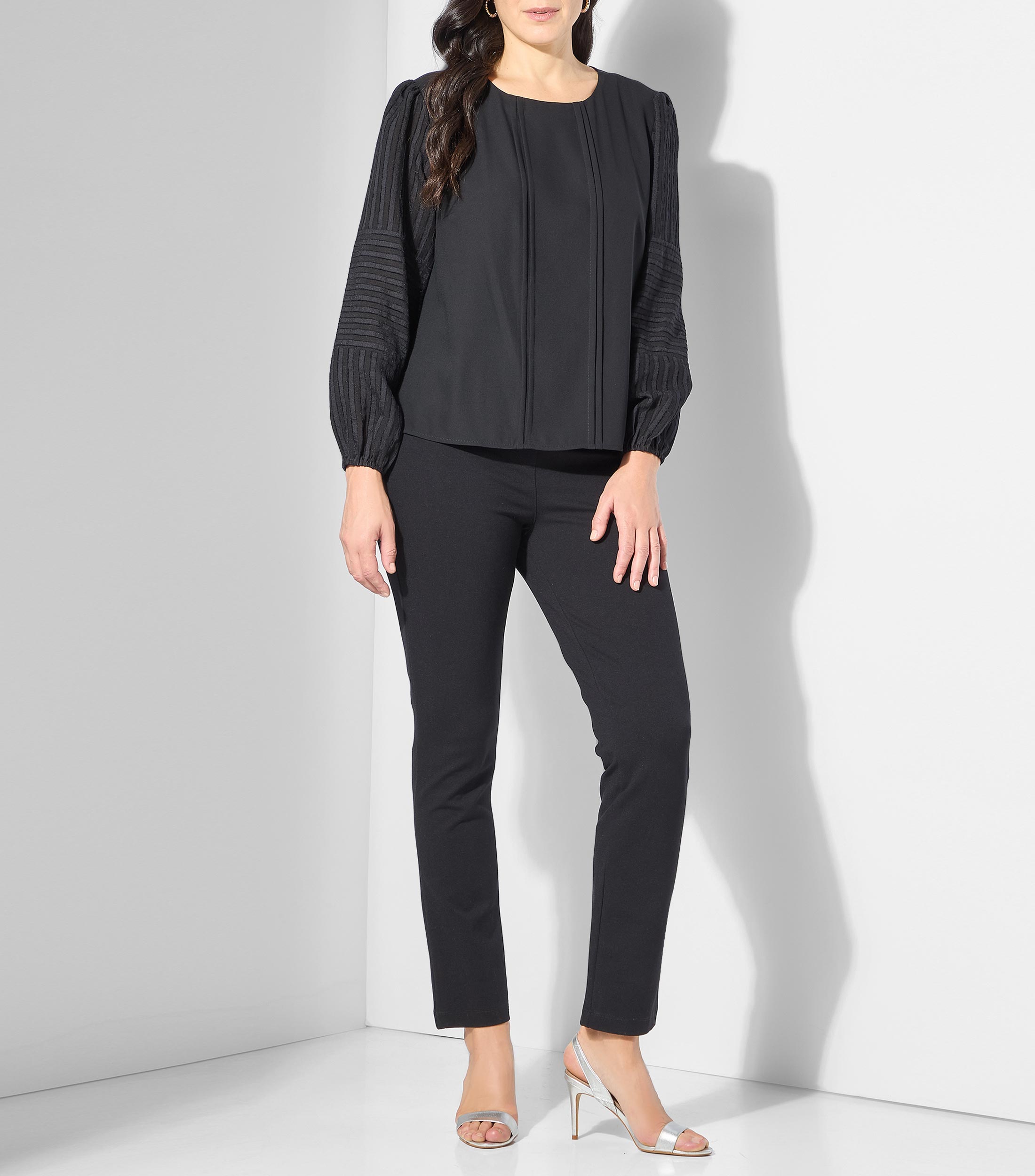 Blusa lisa manga larga Mujer