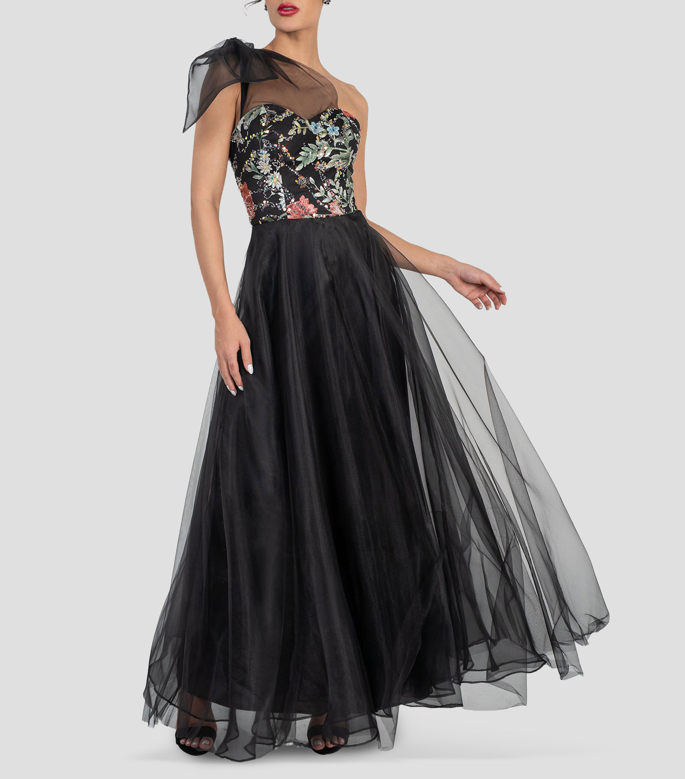 Vestido de fiesta largo liso Mujer
