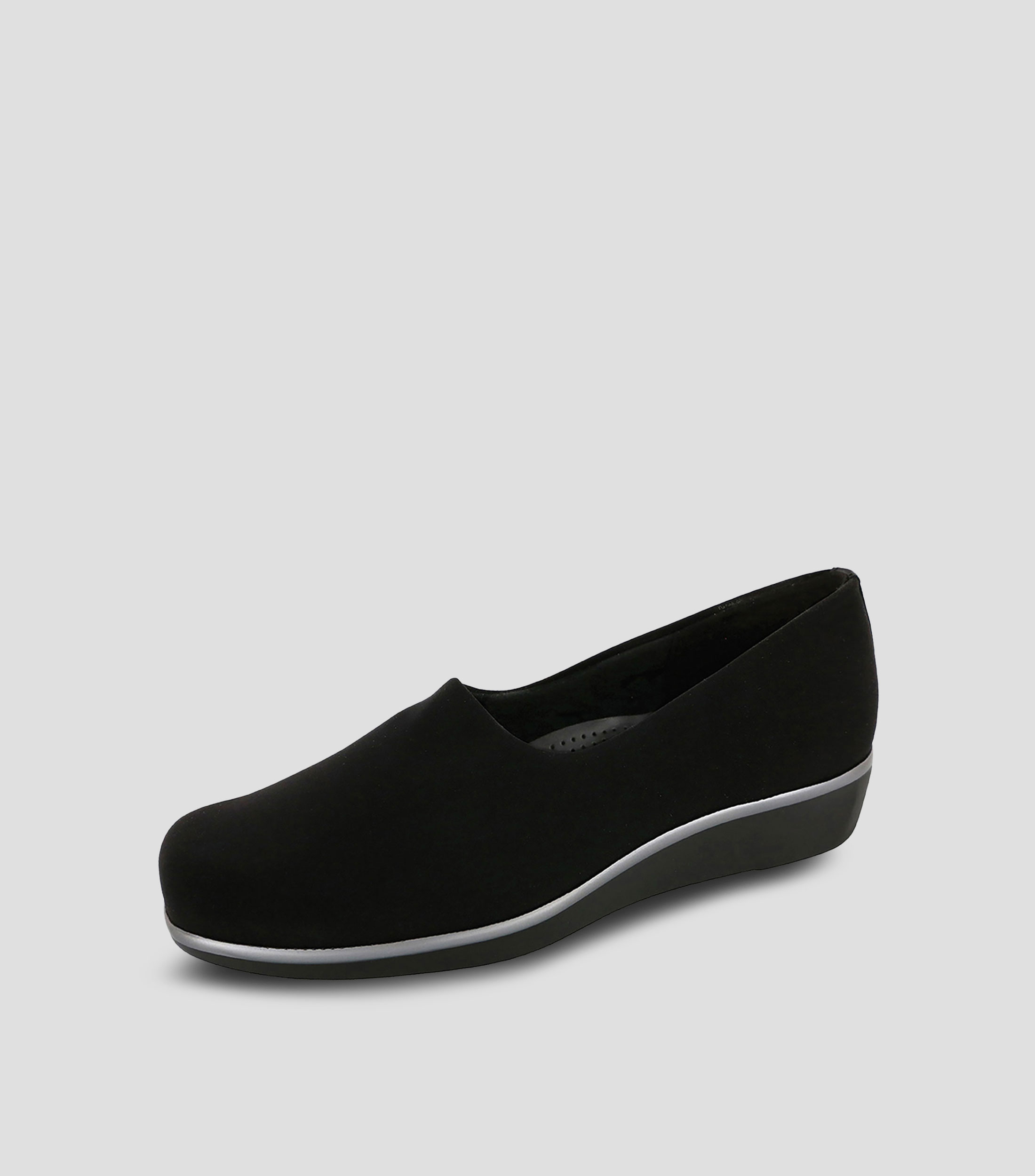 Zapato casual de horma doble amplitud, máxima comodidad en textil spandex, suela tipo cuña baja Mujer