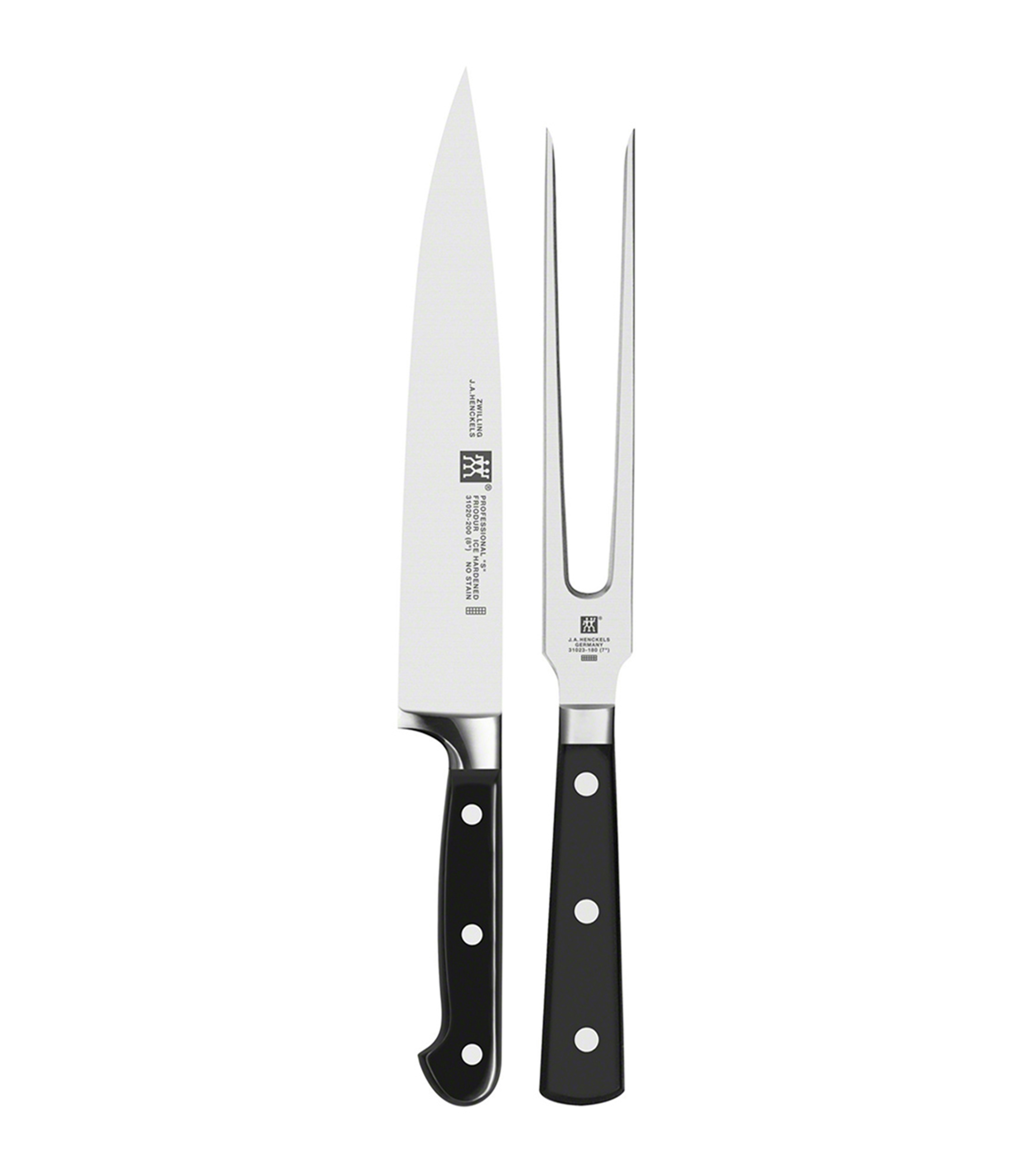 Set de cuchillo y trinche en acero inoxidable