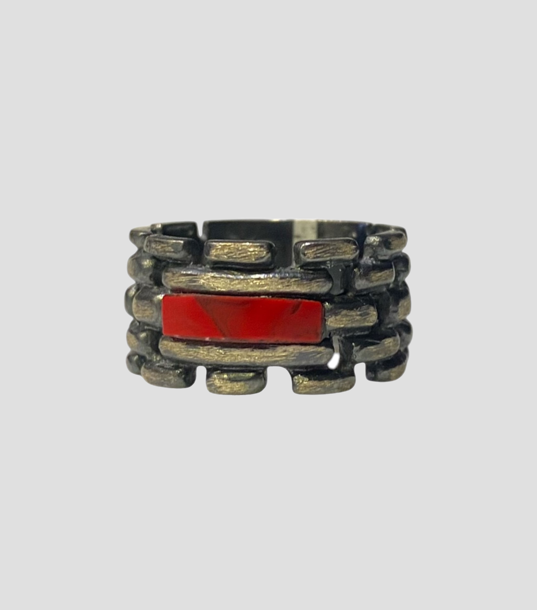 Anillo en plata .925 con turquesa roja Unisex