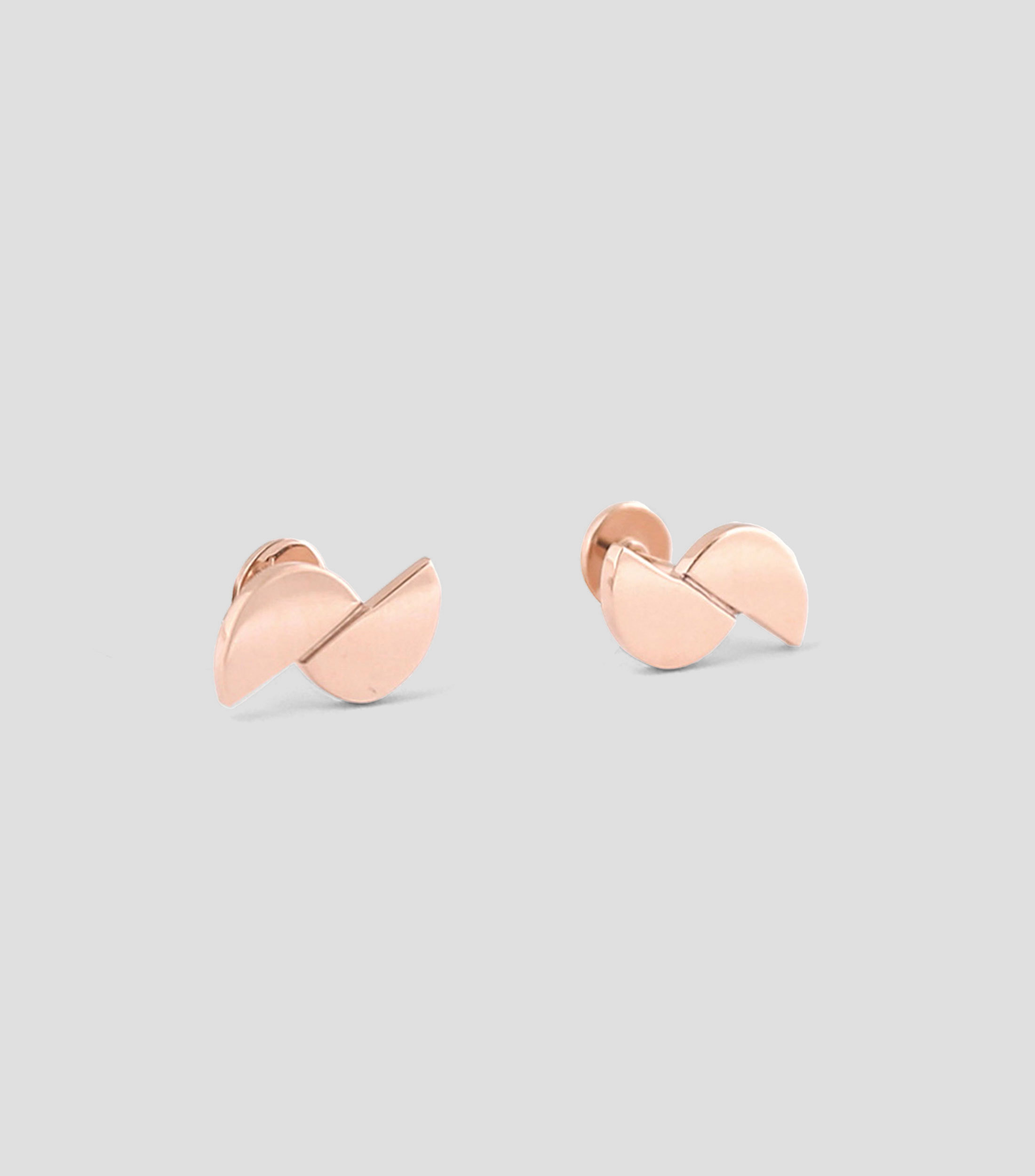 Aretes en oro rosa de 14 kilates de dos medias lunas Mujer