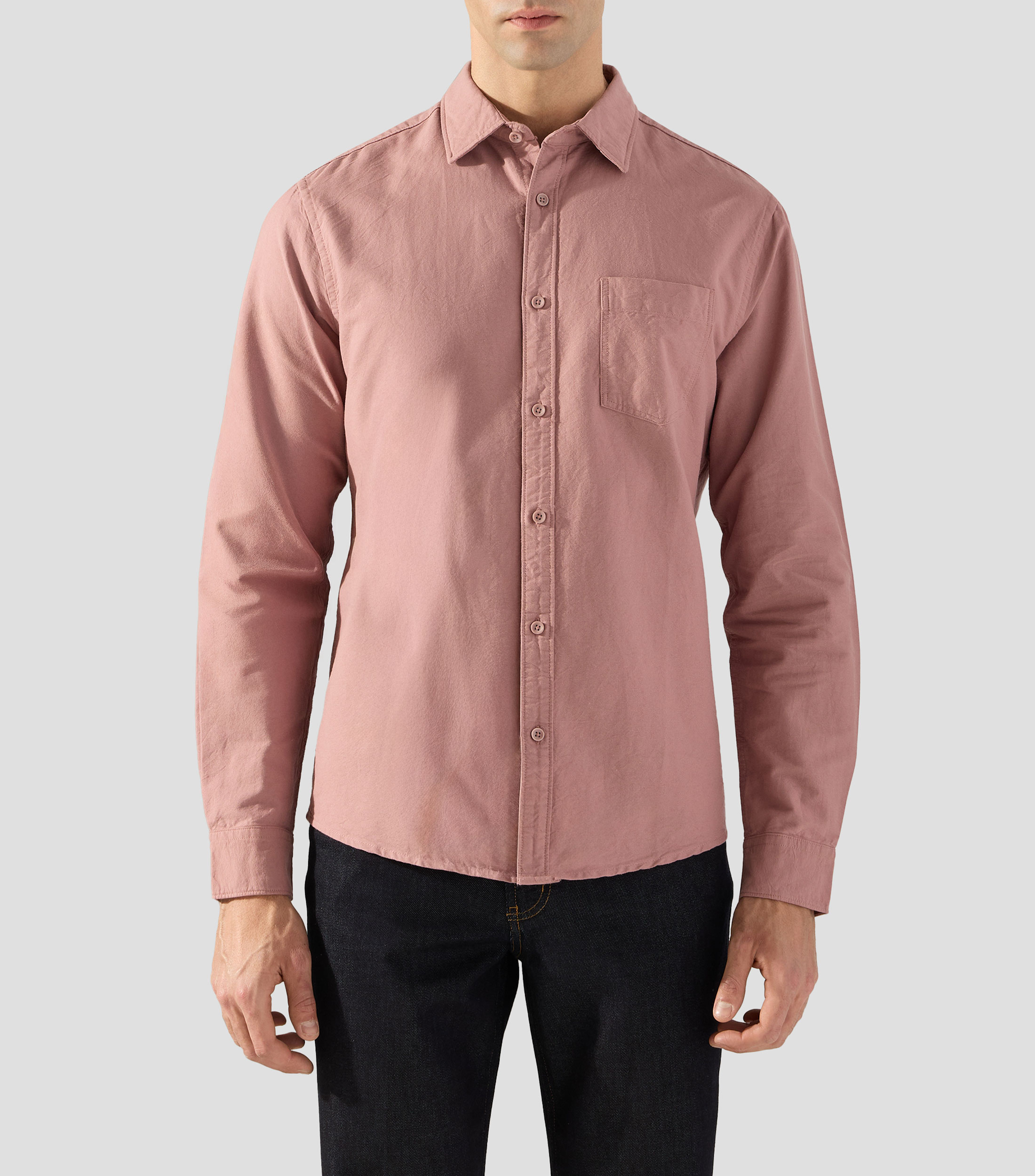 Camisa lisa con manga larga Hombre