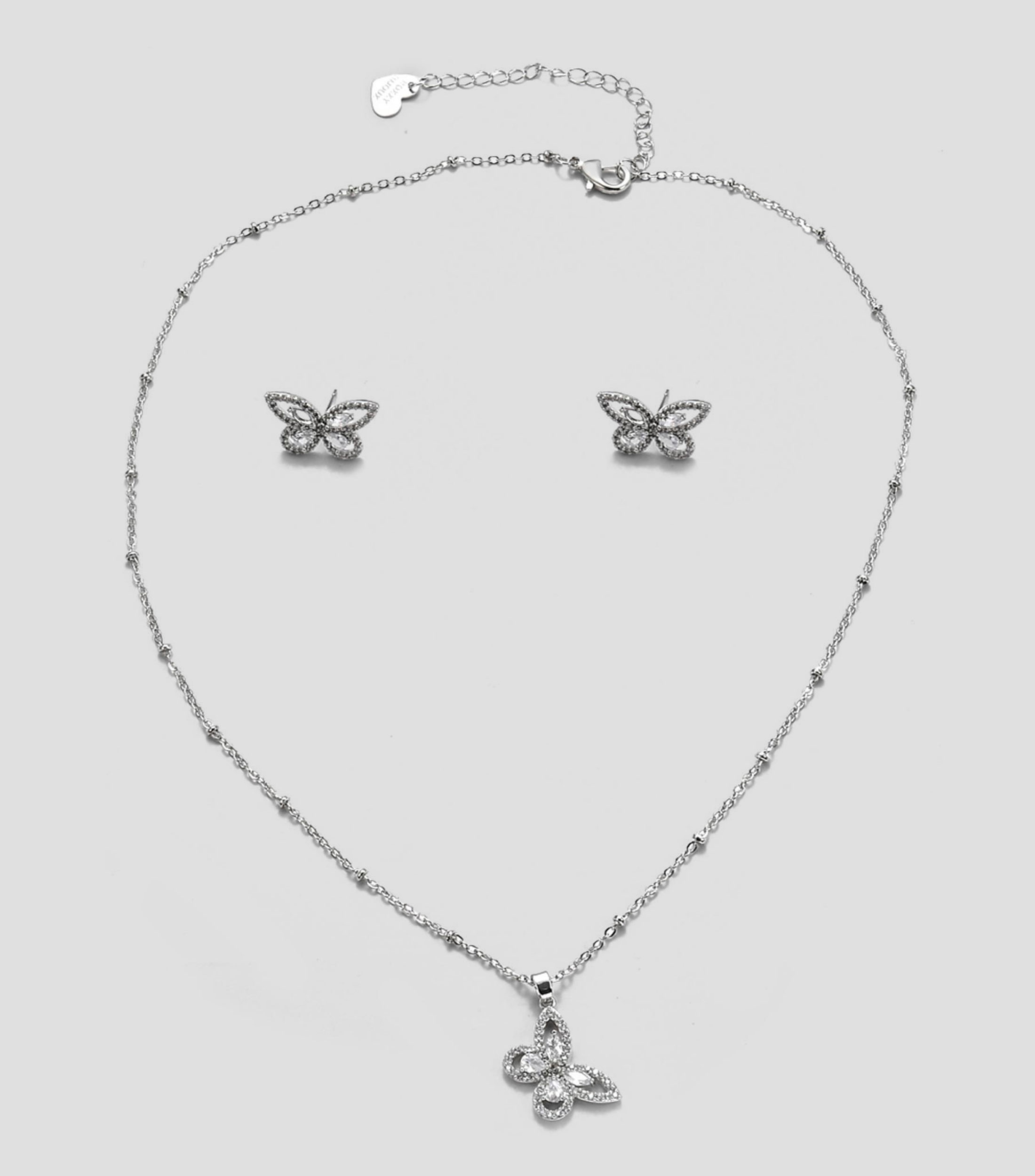 Set de collar y aretes en forma de mariposa Mujer