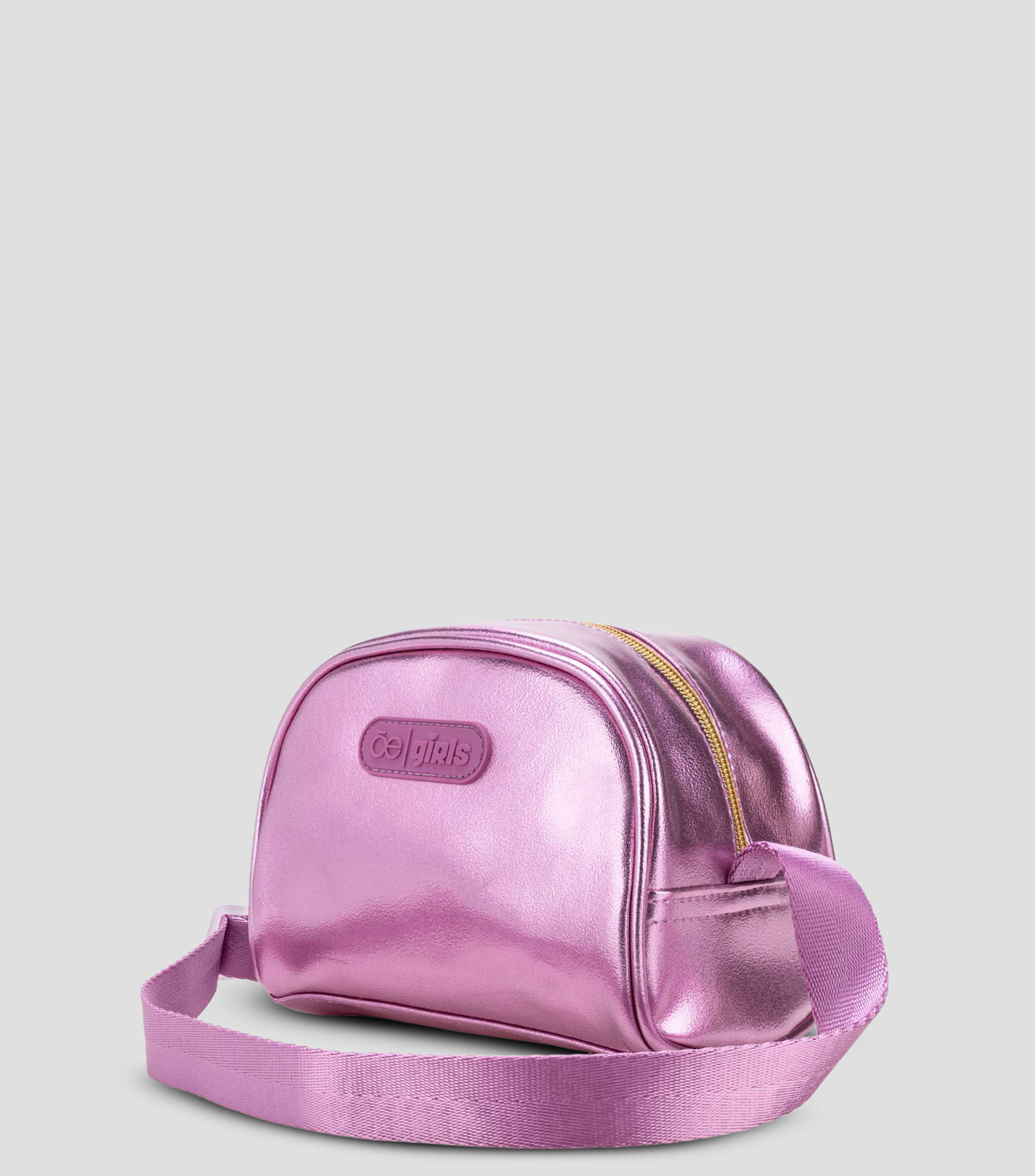 Bolsa crossbody rosa metálico lisa Niña