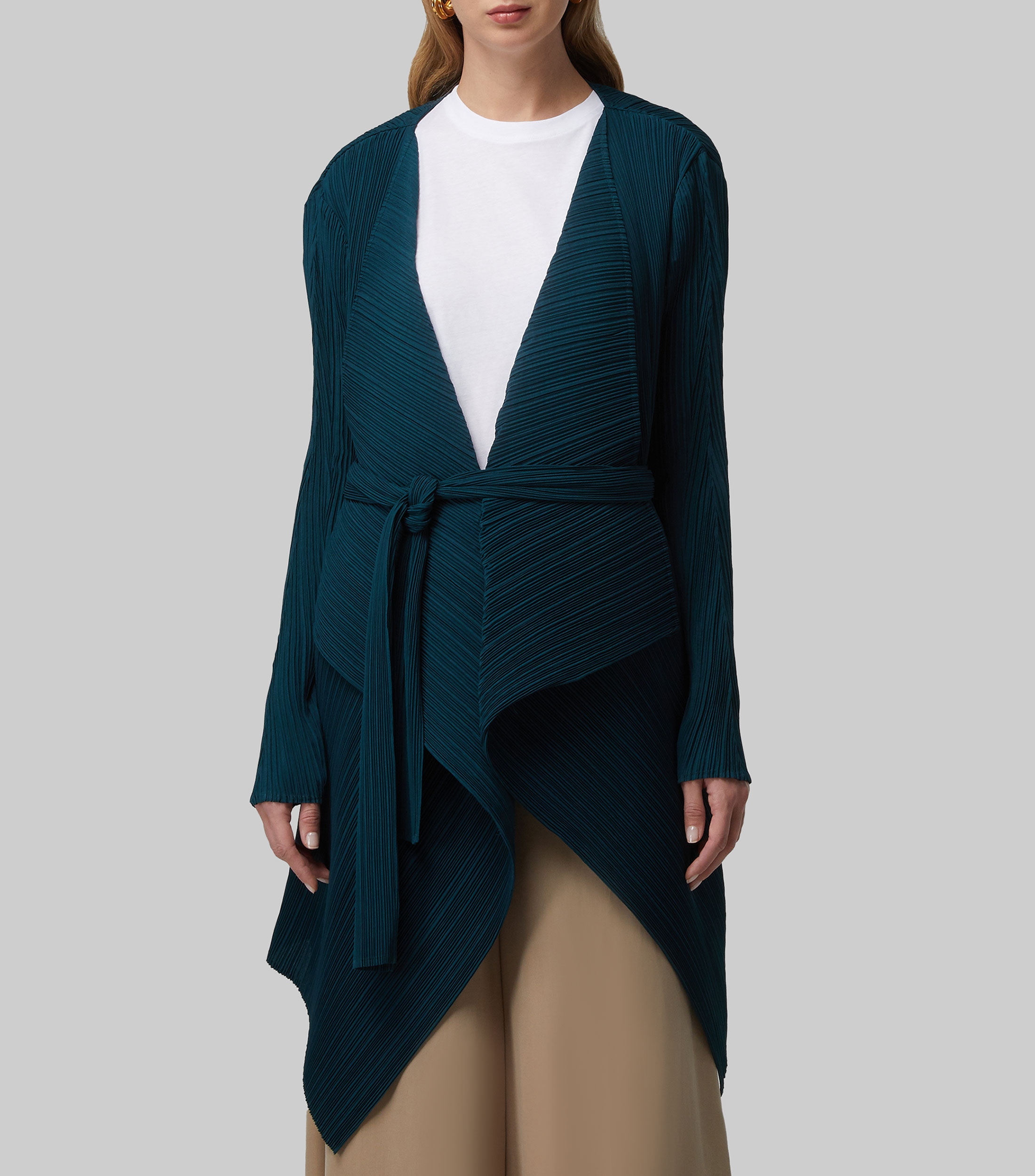 Adolfo Dominguez Palazzo Crinkle Verde Oscuro En Pantalones