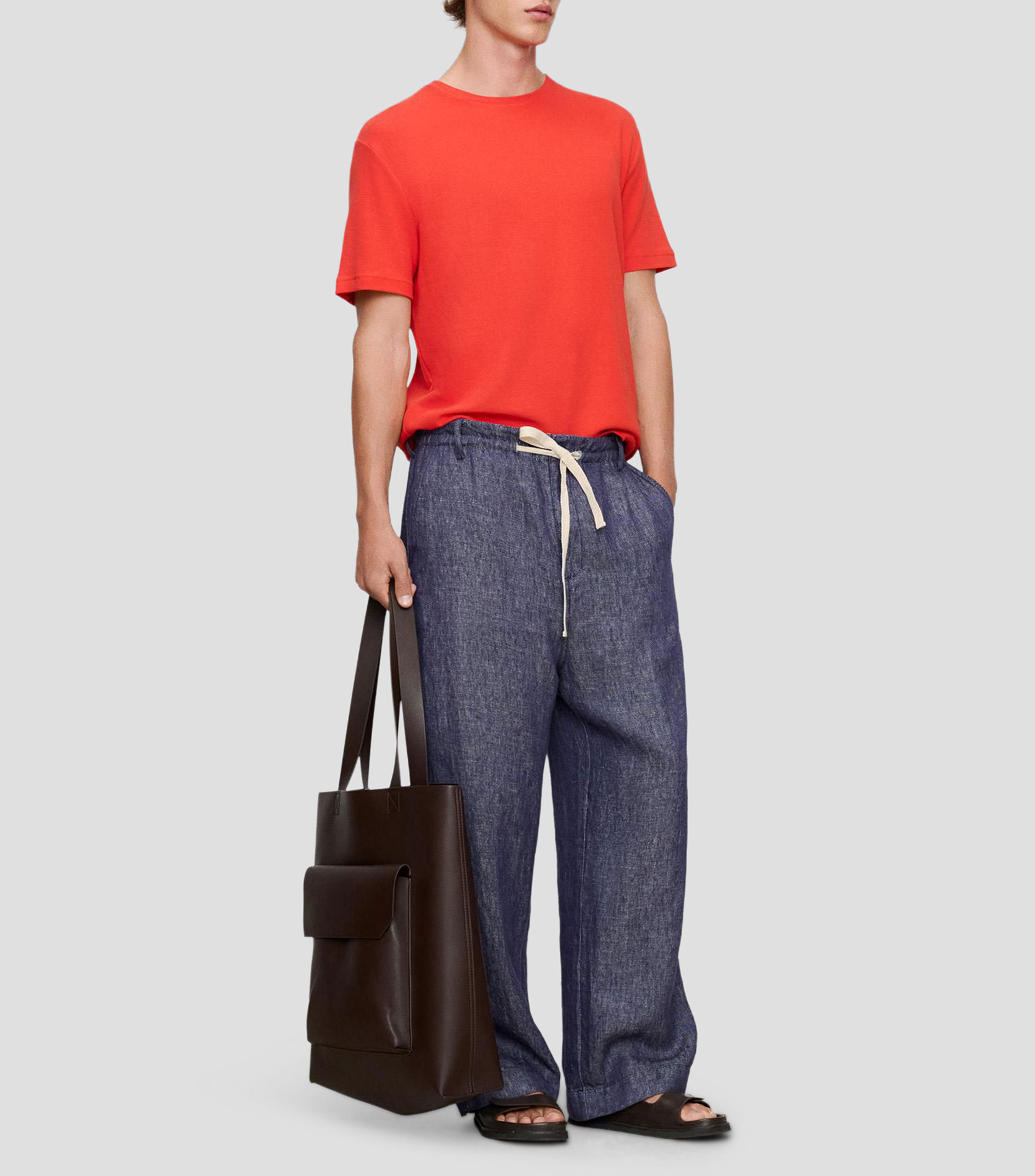 Bolso tote lisa con detalle texturizado Hombre