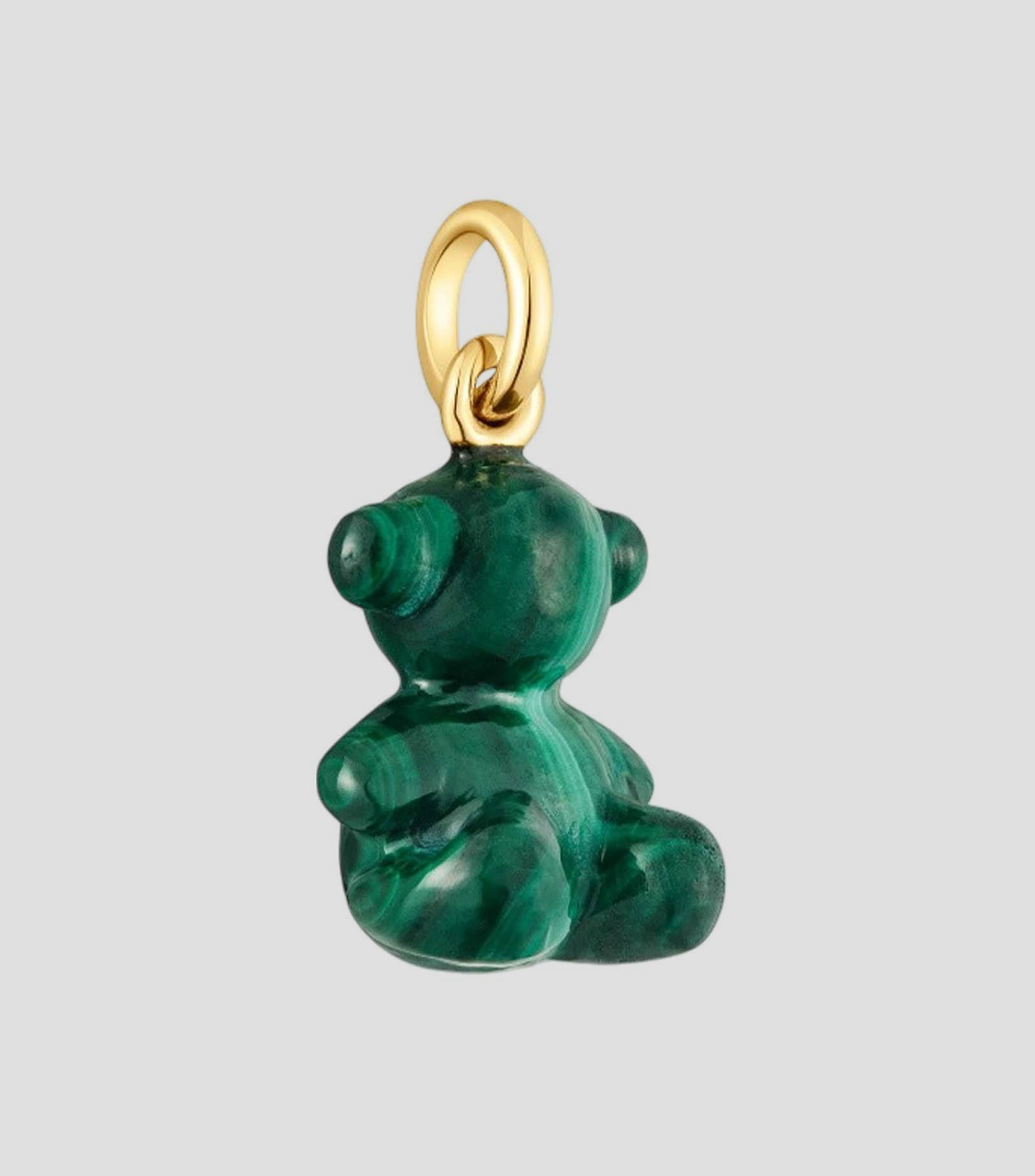 Dije de oso en oro de 14 kilates Bold Bear incrustación de malaquita Mujer