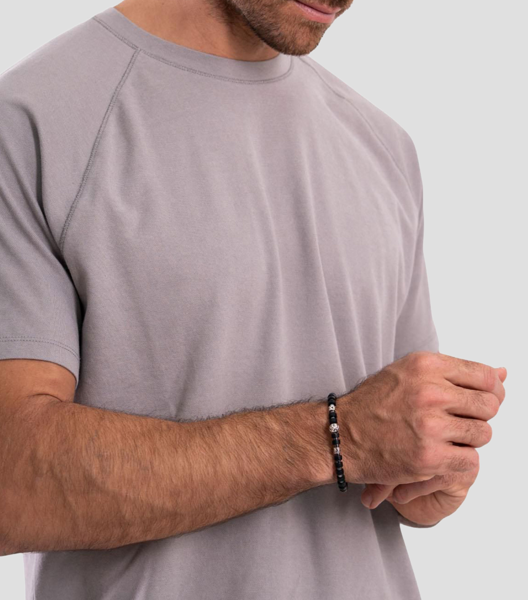 Brazalete con obsidiana mate y hematita Hombre
