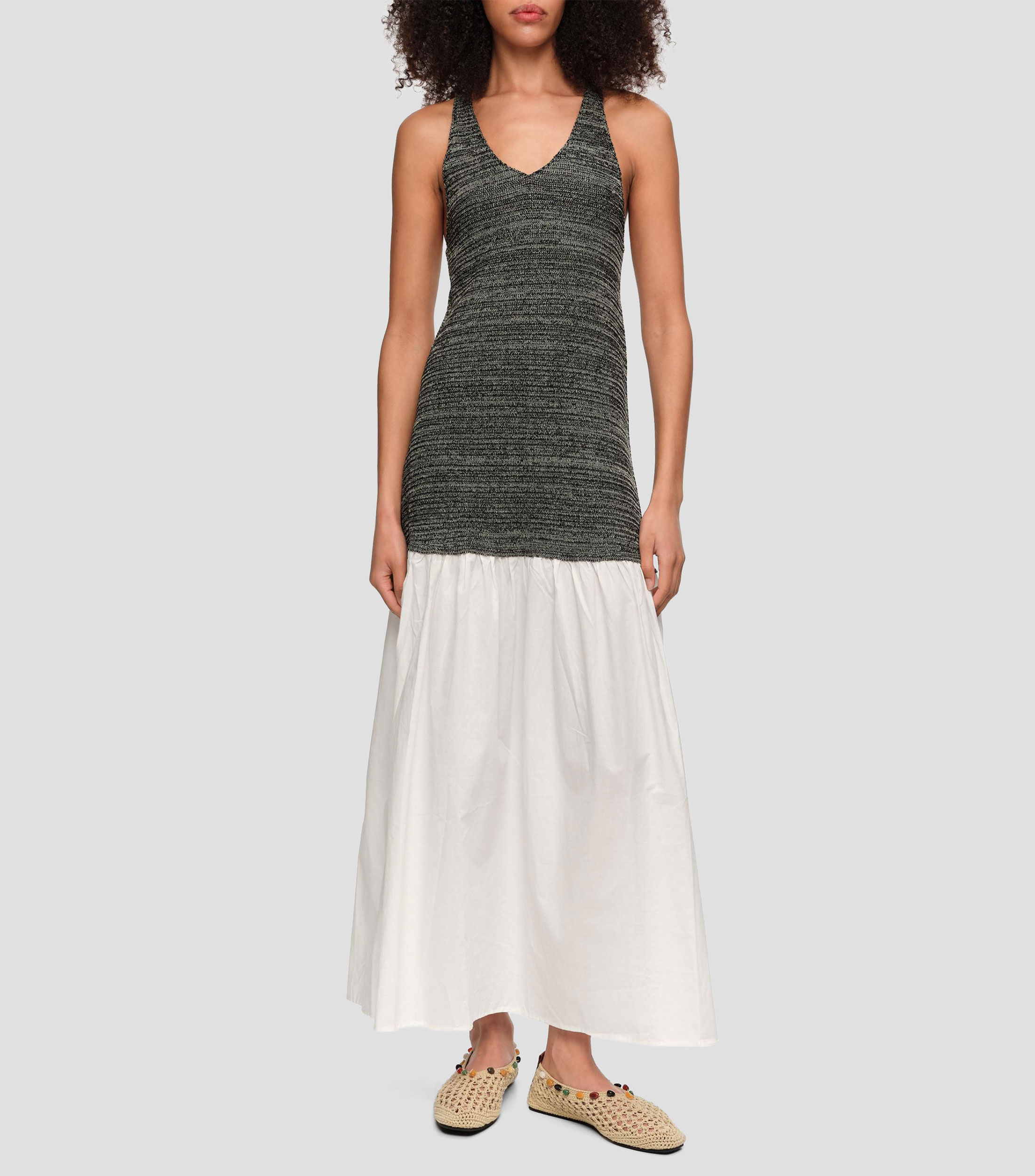 Vestido bimateria punto Mujer
