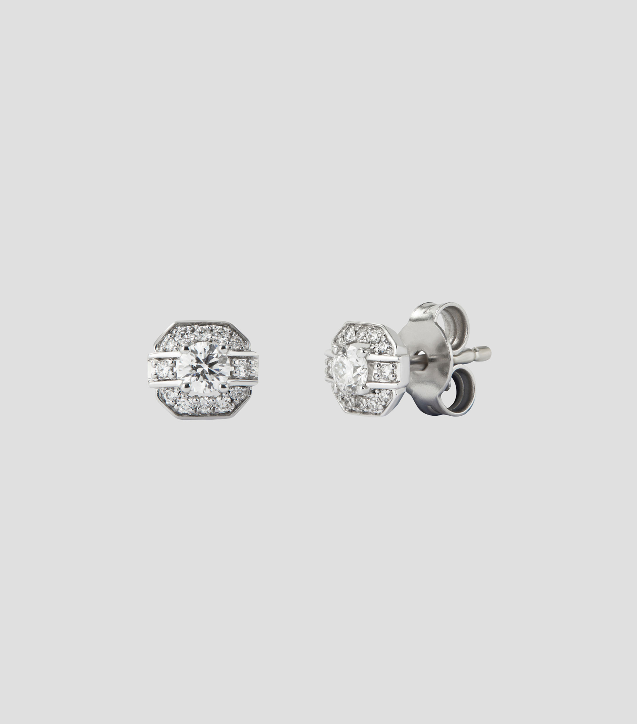 Pendientes en oro blanco de 18 kilates con diamantes en talla brillante Mujer