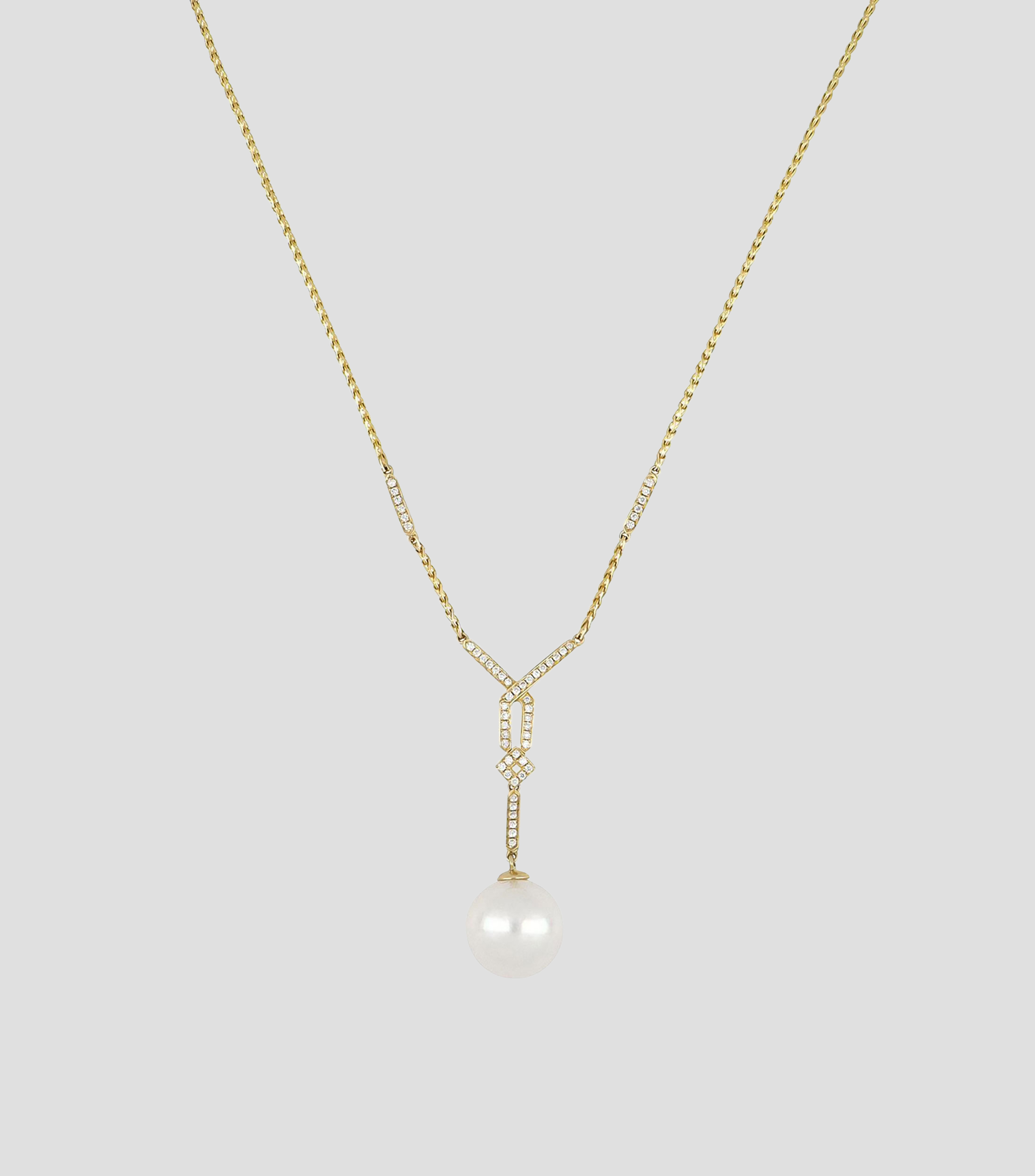 Gargantilla en oro amarillo de 14 kilates con perla y diamante Mujer