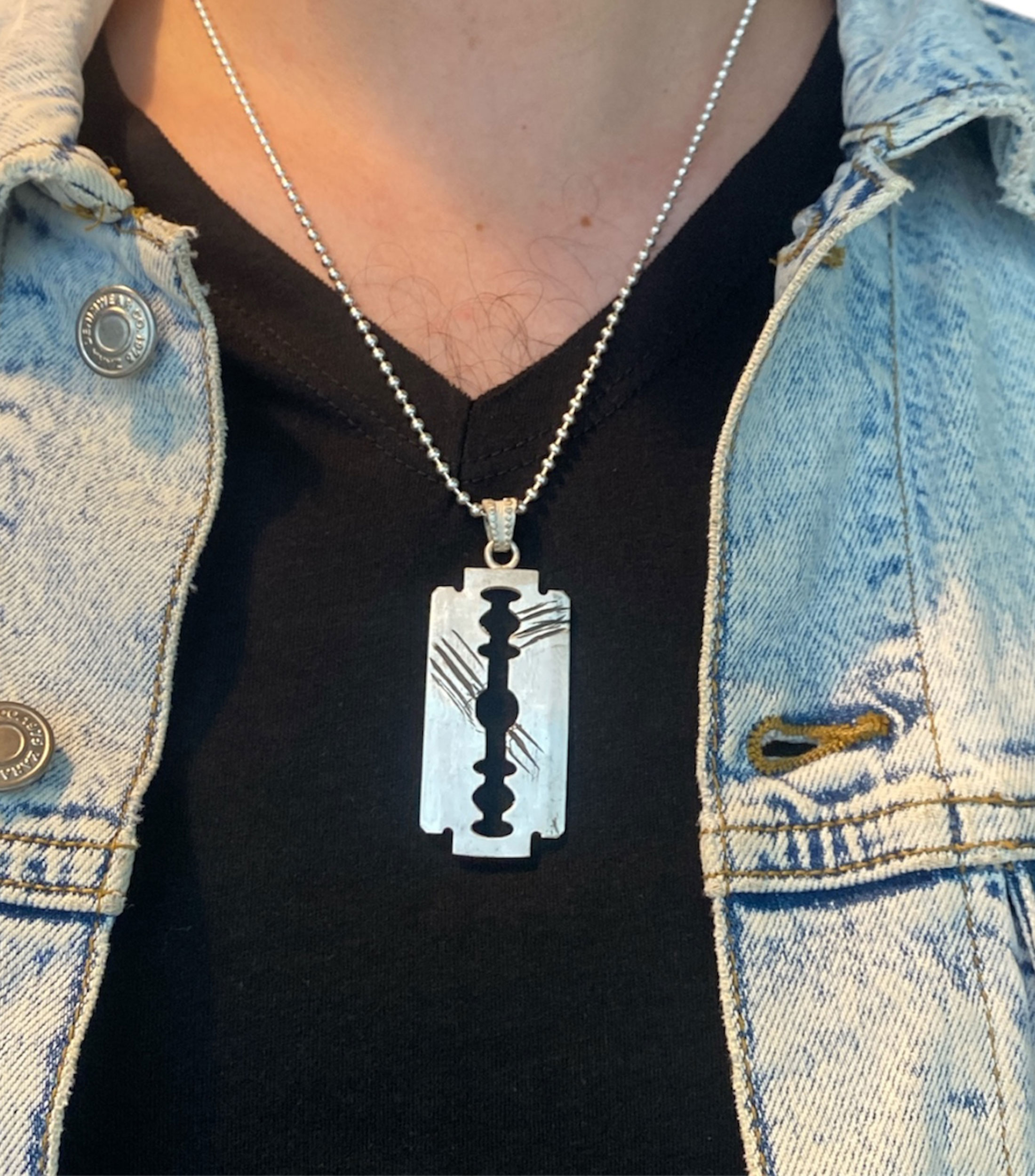 Dije Navaja de rasurar en plata .925 Hombre