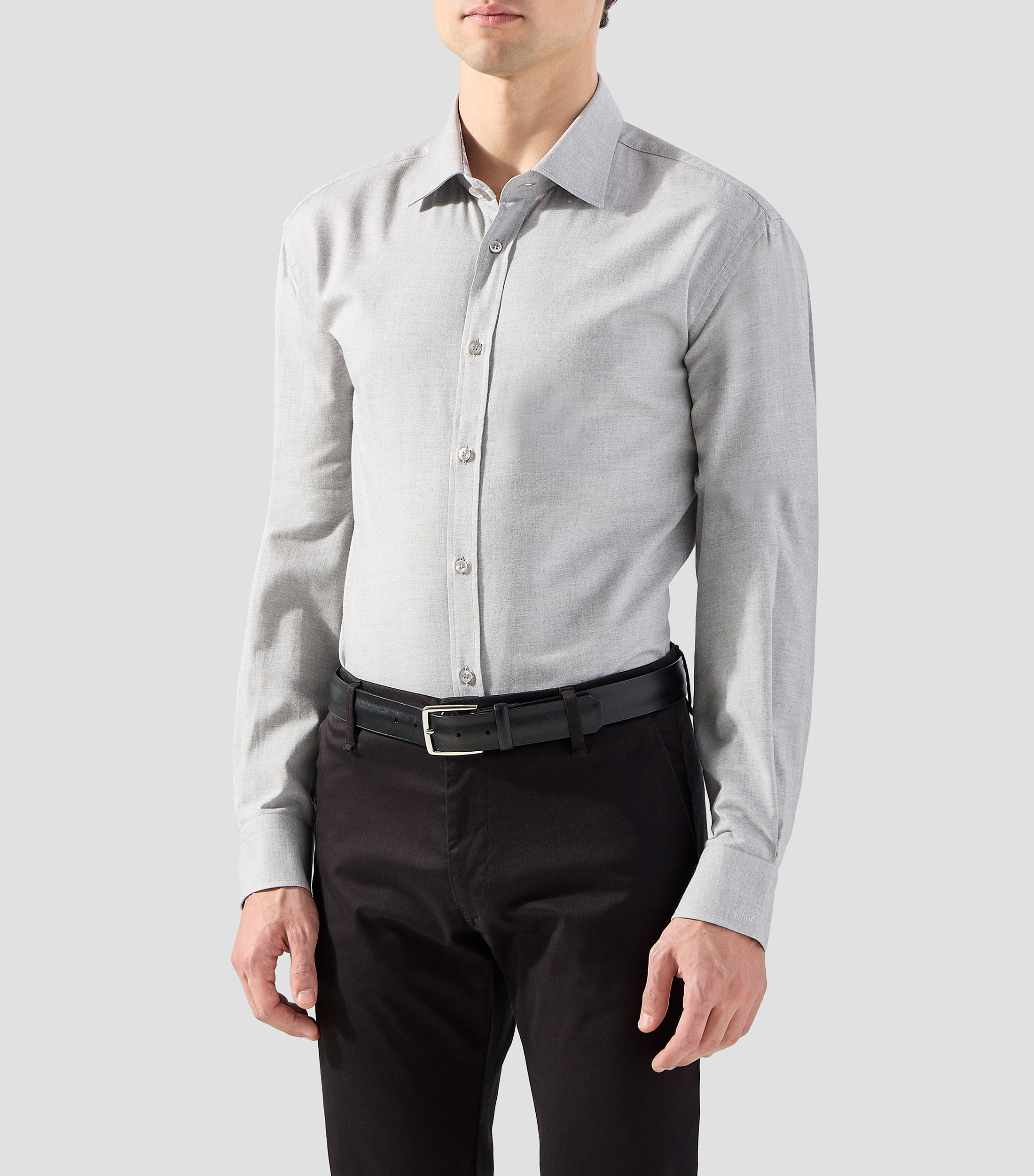 Camisa lisa con manga larga Hombre