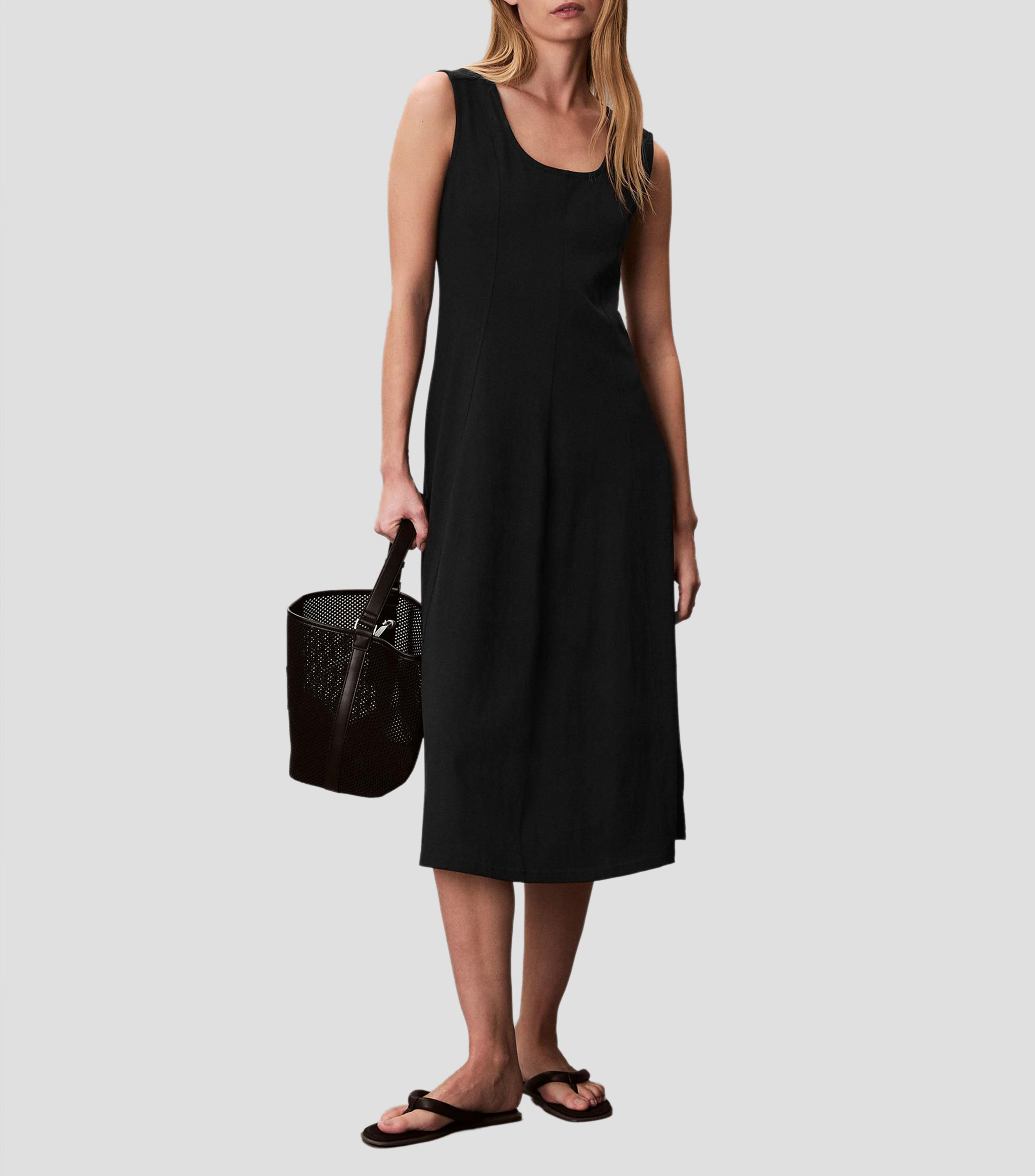 Vestido midi liso Mujer