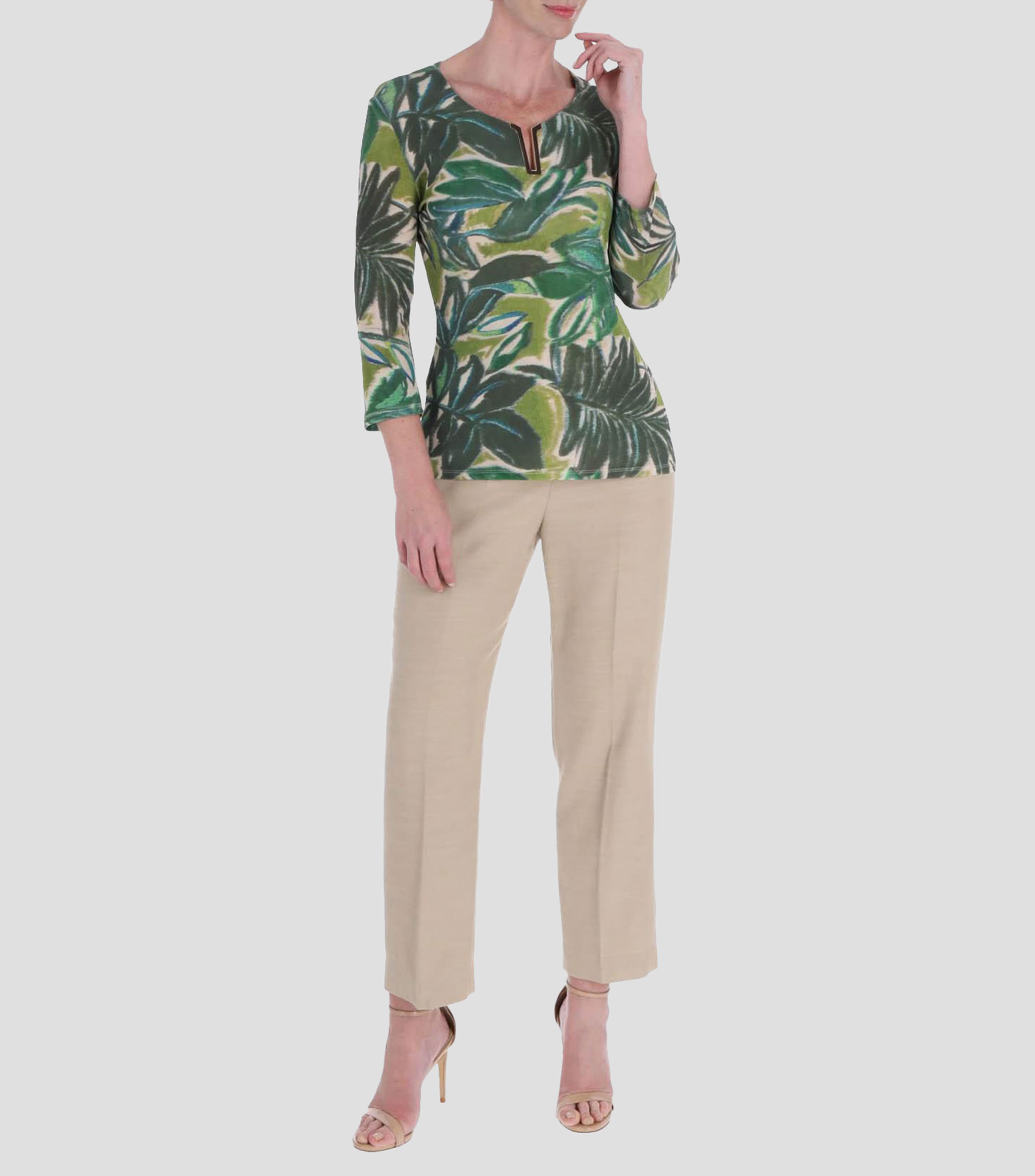 Blusa estampada manga 3/4 Mujer
