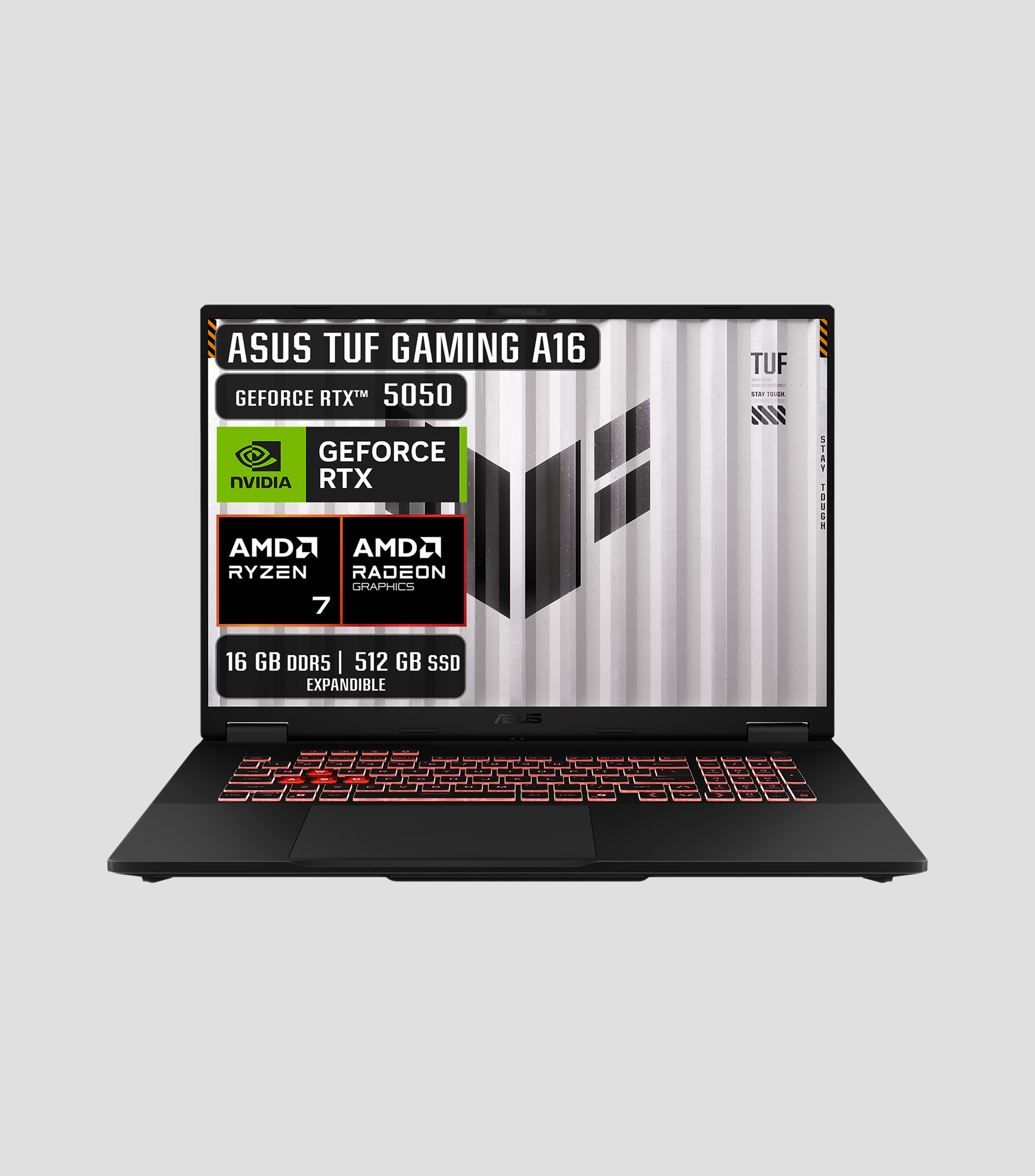 Laptop Gaming TUF A16, 16", NVIDIA GeForce RTX 5050, AMD Ryzen 7, RAM 16 GB, 512 GB SSD