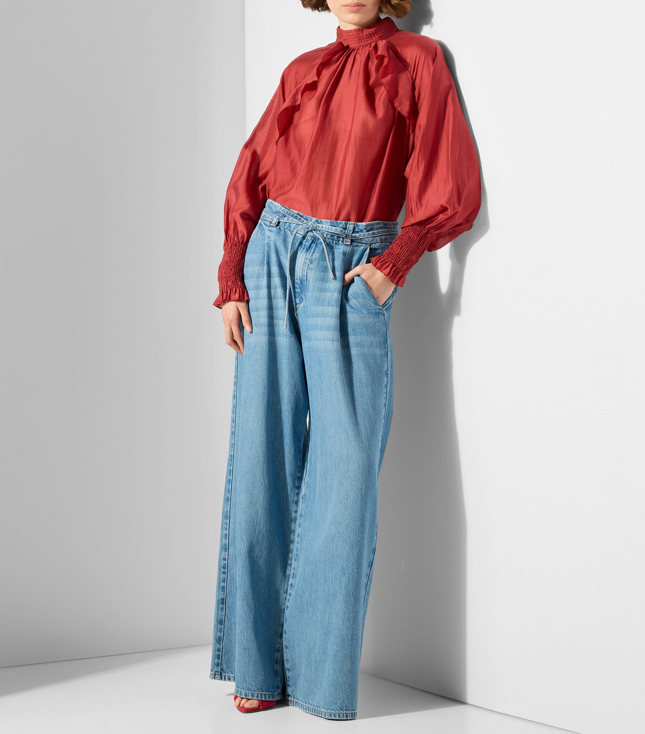 Blusa lisa con manga larga Mujer