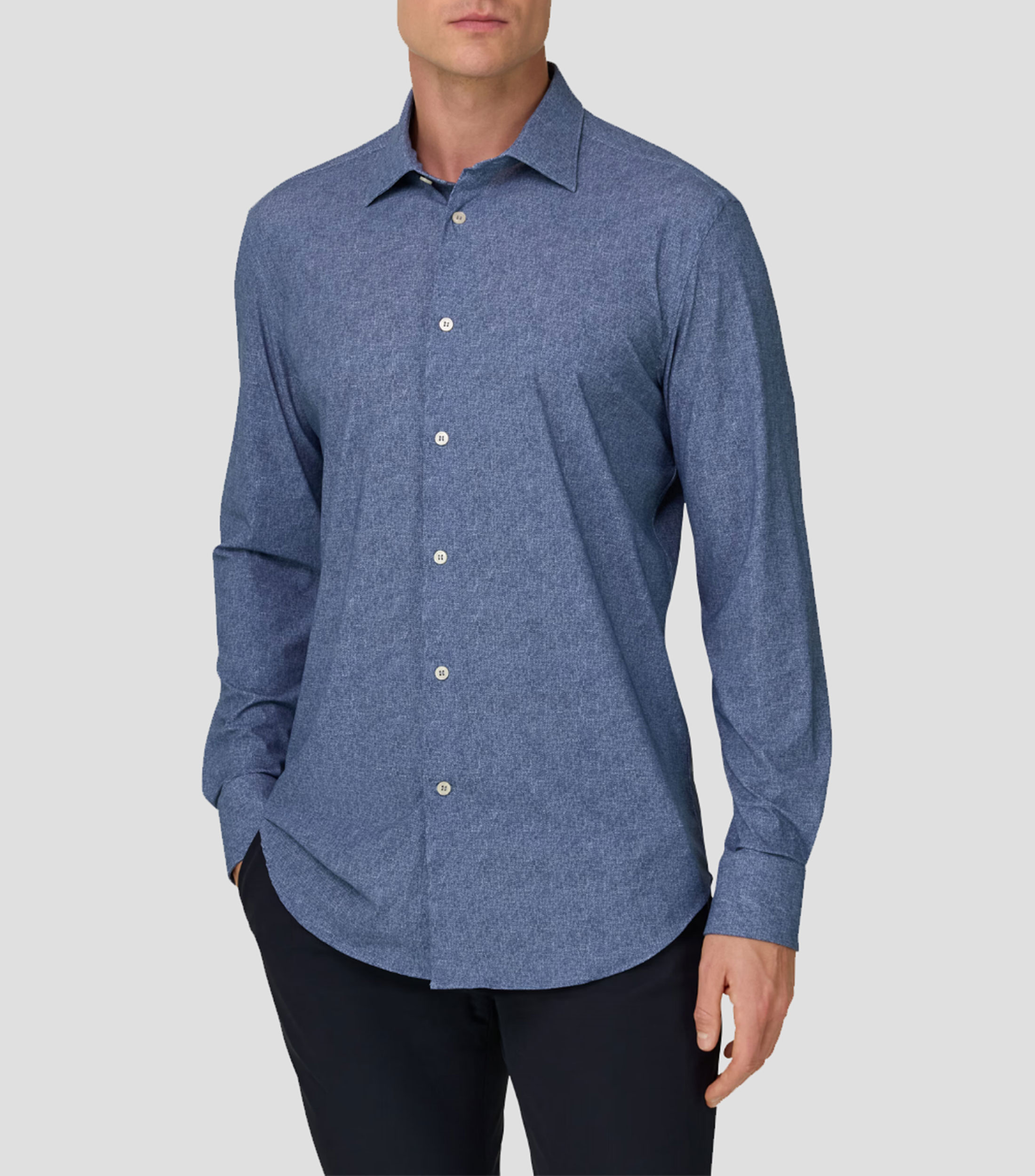 Camisa jaspeado manga larga Hombre